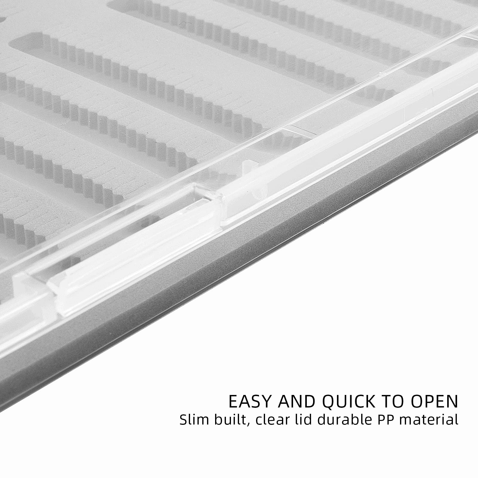 SF Collection Clear A4 Super Large Capacity Fly Fishing Box with Slit Foam - Waterproof Hook & Tackle Storage for Competition, Travel & Outdoor Fishing Gear Organization