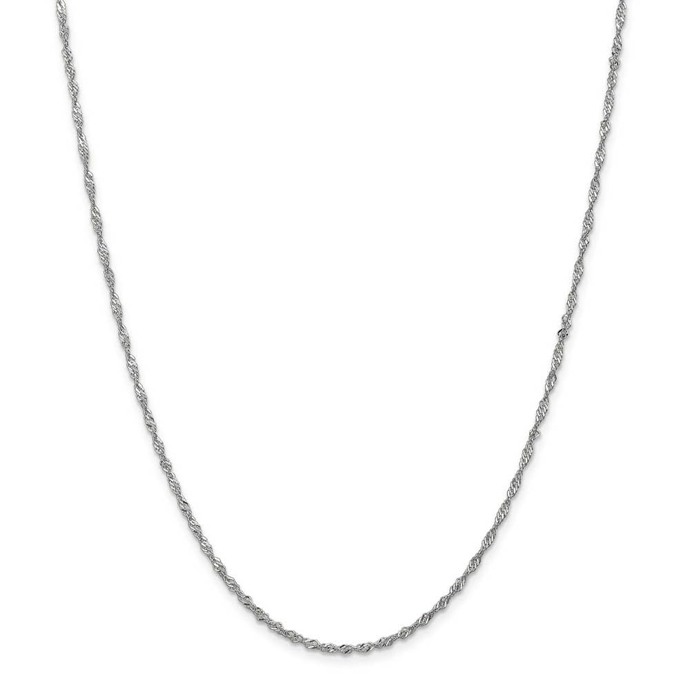 The Black Bow 1.6mm 14k White Gold Diamond Cut Singapore Chain Necklace for Elegant Evening Wear and Special Occasions