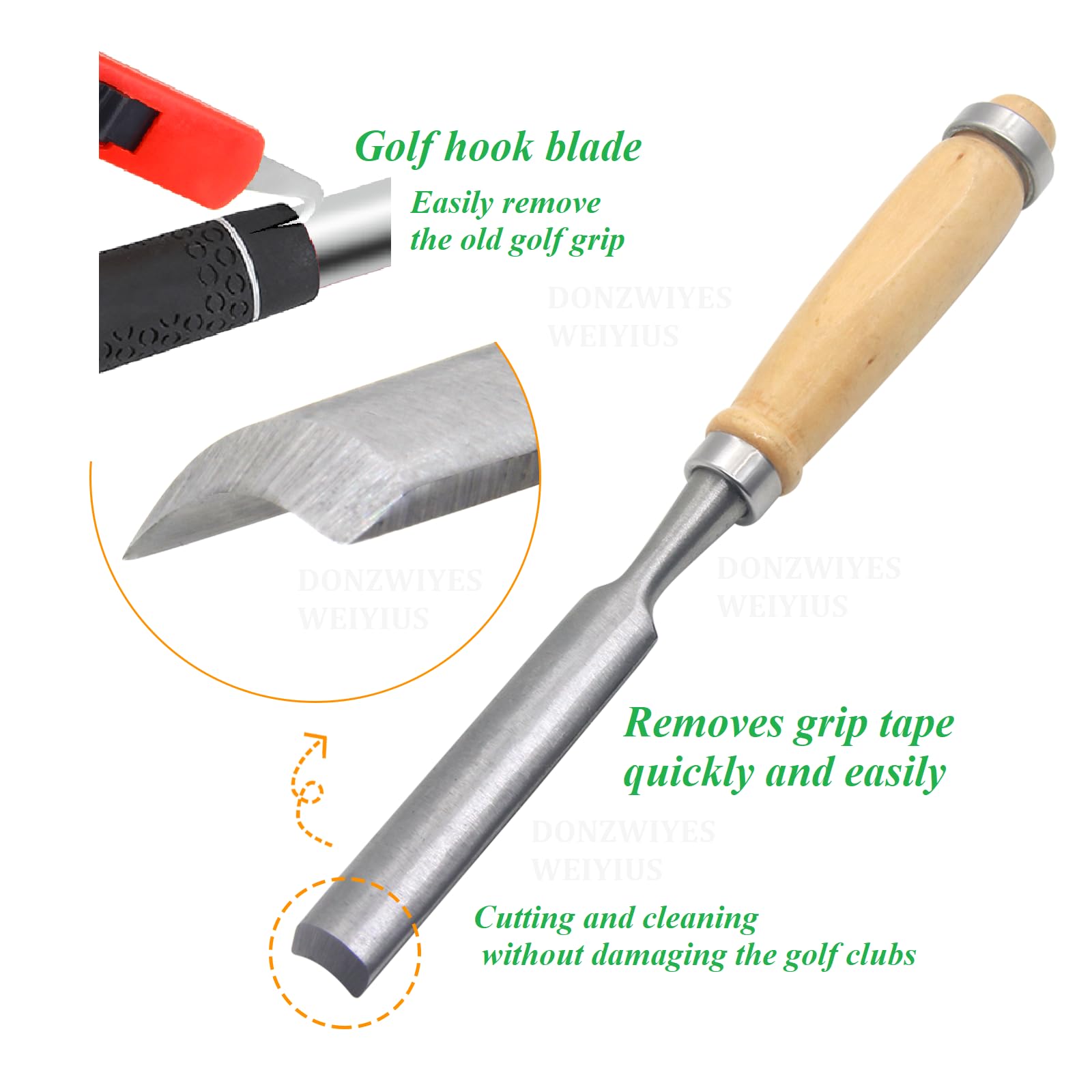 Golf Grip Tape Stripper Tool with Hook Blade - Removes Tape from Graphite & Steel Shafts | Golf Grip Repair Kit | Perfect for Club Maintenance & DIY Golf Repairs