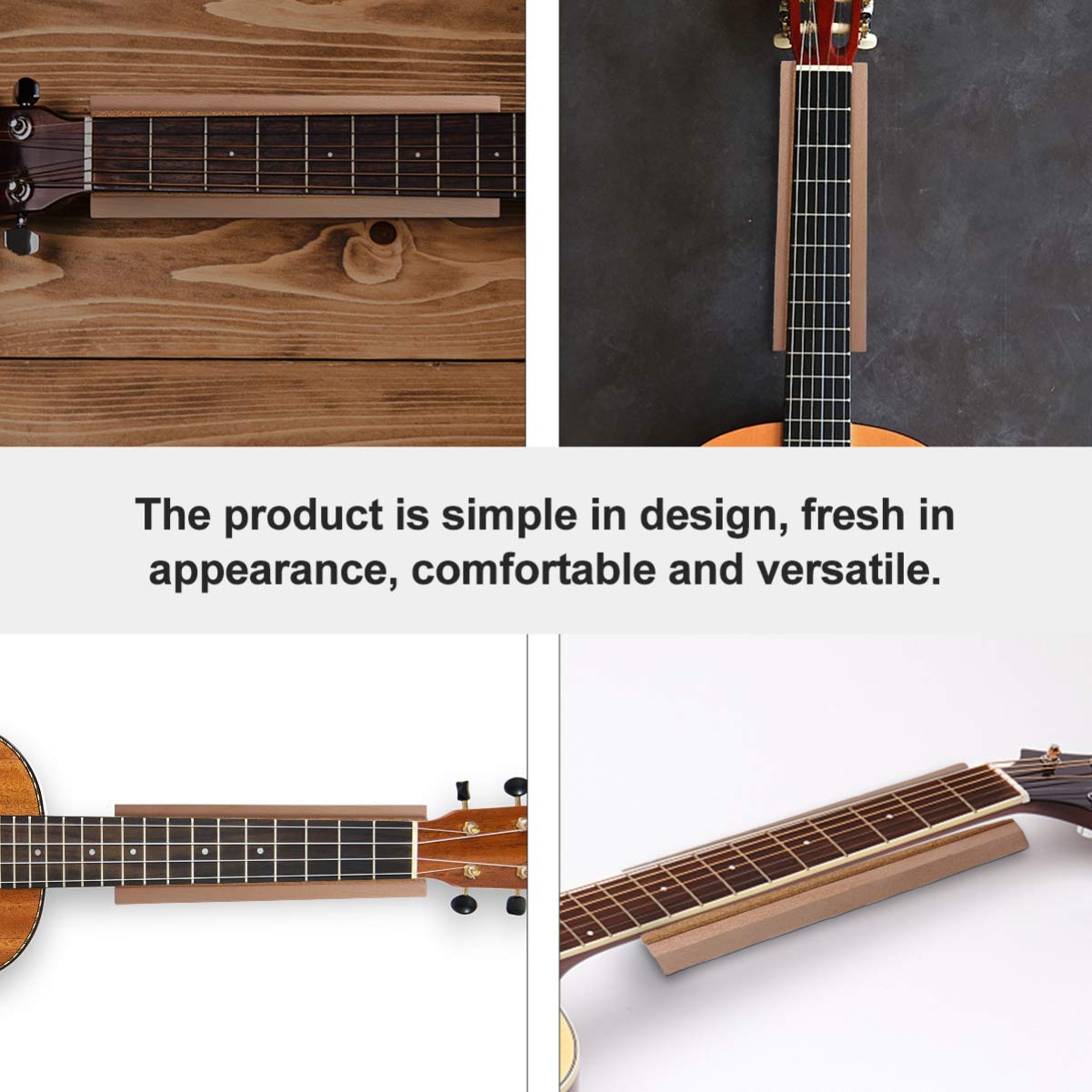Wooden Guitar Neck Support Stand - Bass & Guitar Neck Rest Rack with Cleaning Tool - Perfect for Display, Storage & Maintenance of Electric & Acoustic Guitars