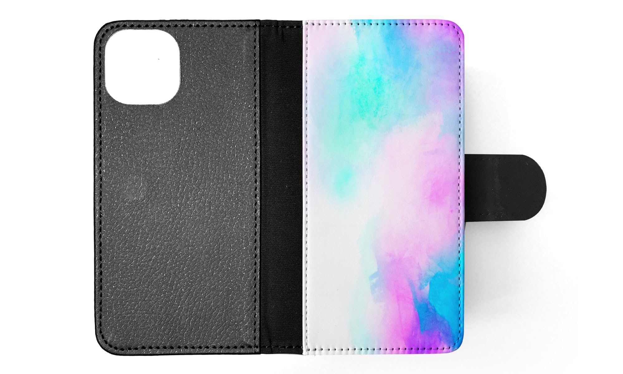 Blue Purple Watercolor 67 FLIP Wallet Phone Case for Apple iPhone 15 - Stylish Protective Cover with Card Slots for Everyday Use and Travel
