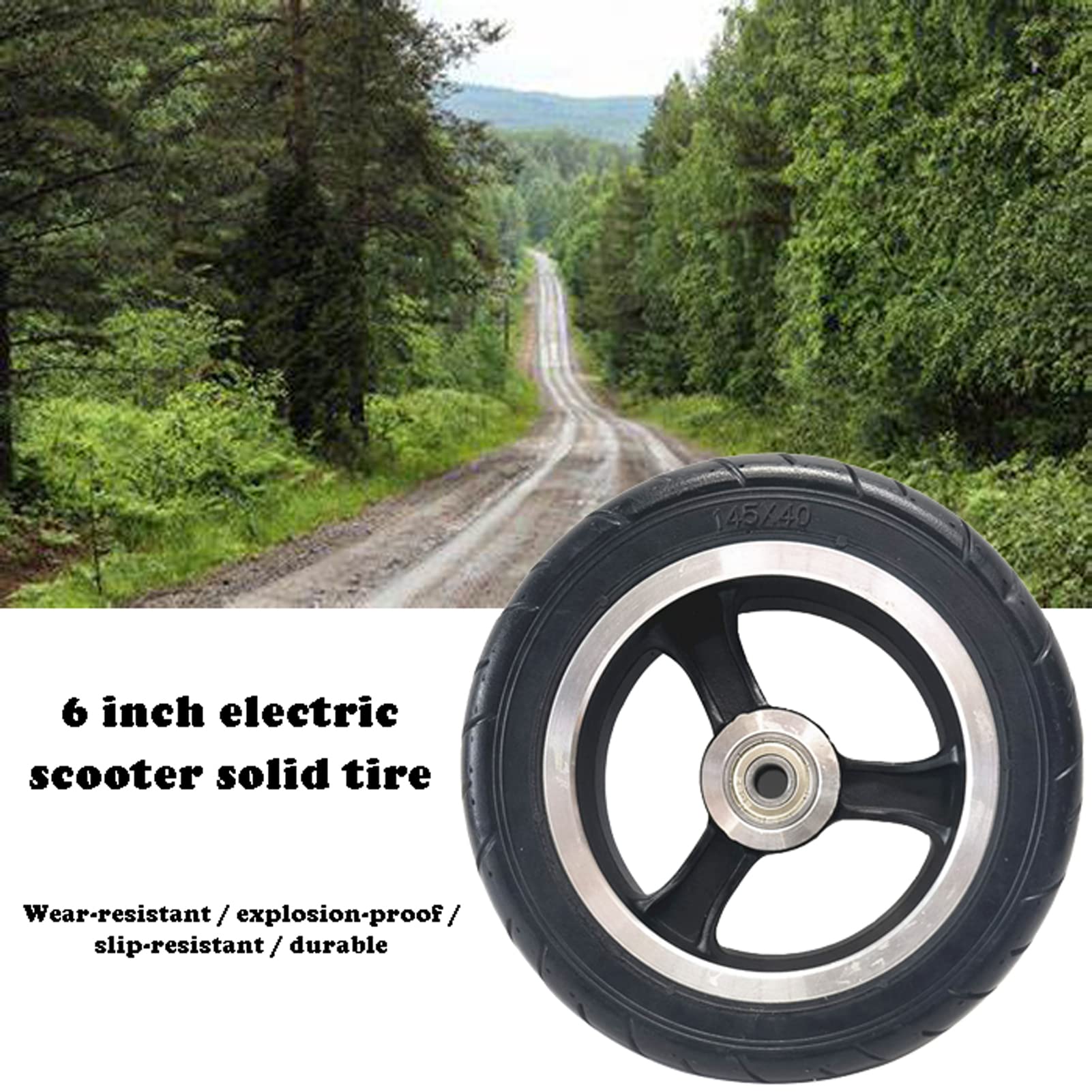 Premium 145x40 Scooter Replacement Tires - 2 Pack Durable Rubber Solid Tires for Electric Scooters, Explosion-Proof & Maintenance-Free | Perfect for Commuting, Urban Travel & Last-Mile Transportation