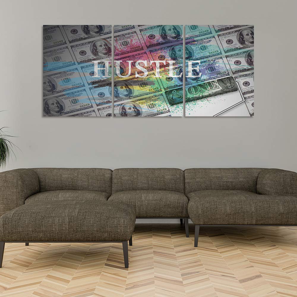 Motivational Wall Art Canvas - Inspirational Entrepreneur Quotes & Hustle Sayings for Office & Home Decor, Framed Painting (48”Wx24”H) - Perfect for Living Room, Workspace & Business Gifts