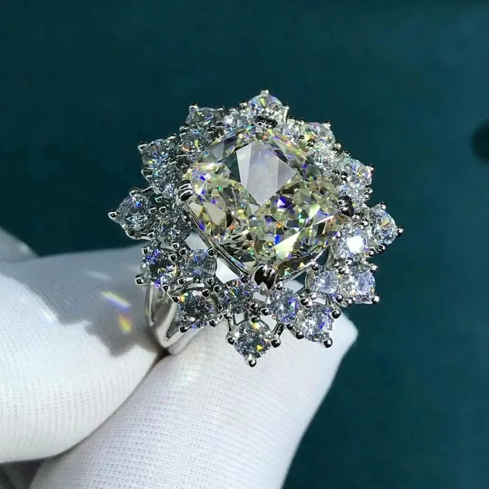 WUIHA 925 Sterling Silver 3EX Cushion Cut 6CT VVS D Color Moissanite Engagement Ring | Custom Wedding Jewelry for Brides & Proposals | Perfect for Anniversaries & Special Occasions