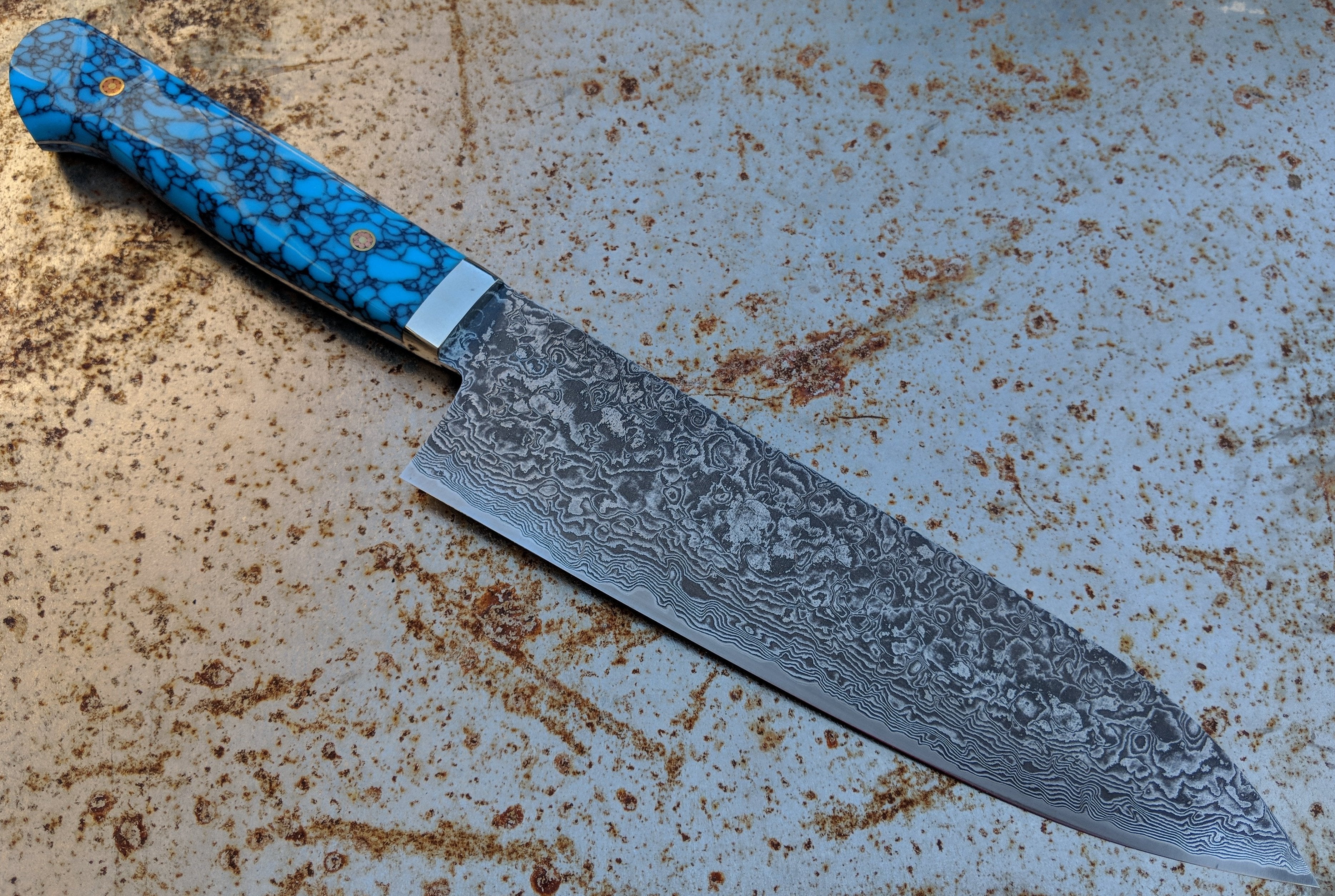 Premium Mr. Itou 190mm Turquoise Gyuto Japanese Chef Knife - High Carbon Stainless Steel Blade for Professional Sushi, Meat Cutting & Kitchen Cooking