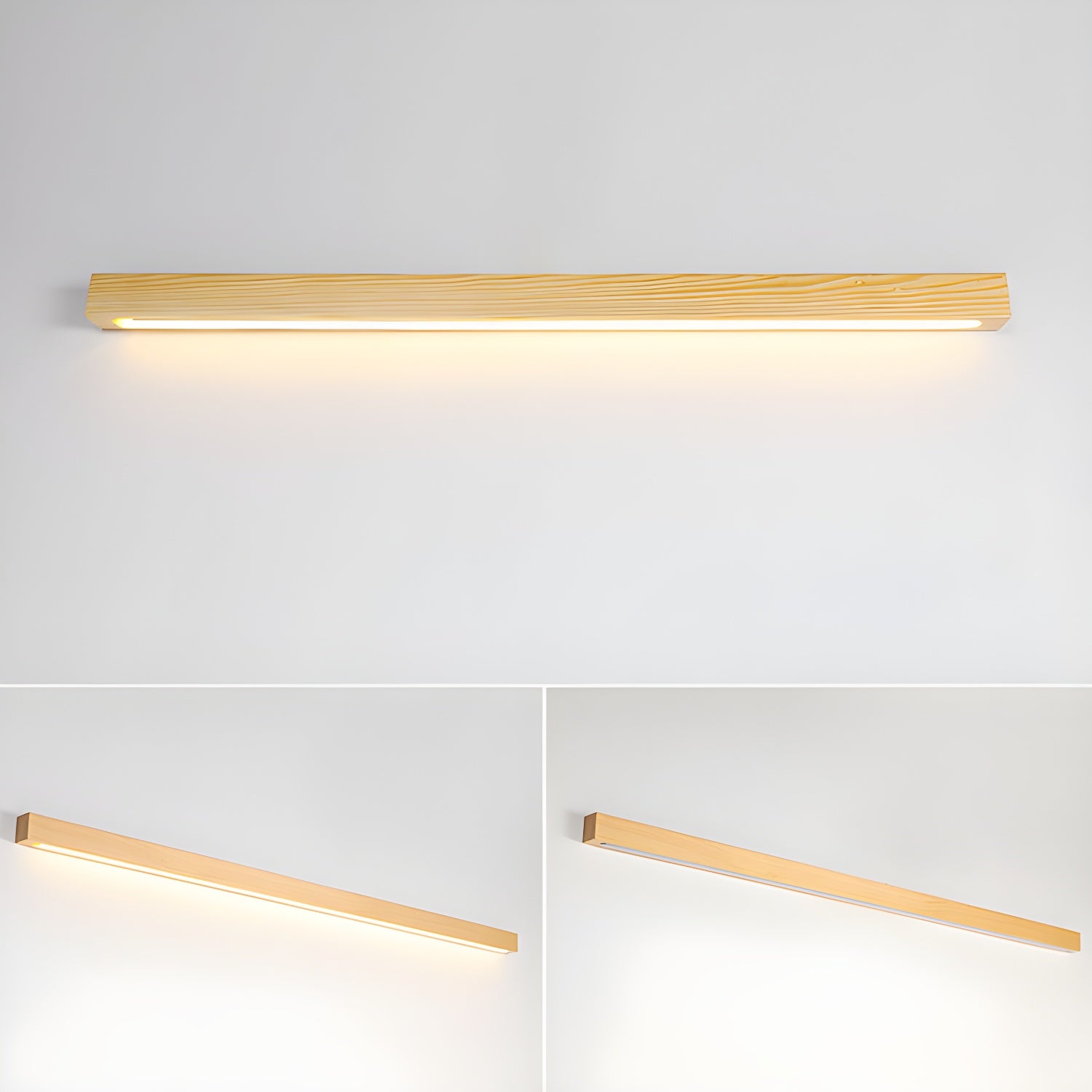 Arlo Linear Wood Wall Light - Modern Wooden LED Wall Sconce for Bedroom, Living Room & Hallway - Warm White Dimmable Lighting Fixture for Home Decor