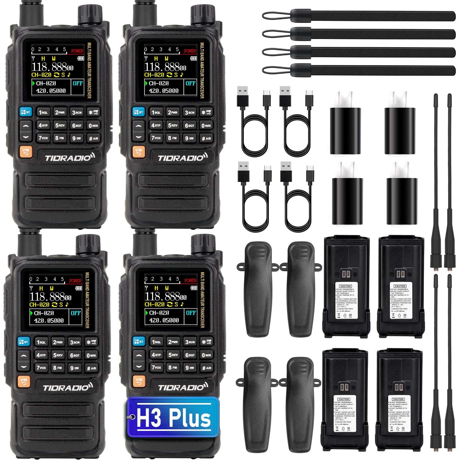 TD H3 Plus 5W Bluetooth GMRS Two-Way Radio - Long Range Walkie Talkies for Adults (2 Pack/4 Pack Options) - Perfect for Outdoor Adventures, Construction Sites & Emergency Communication