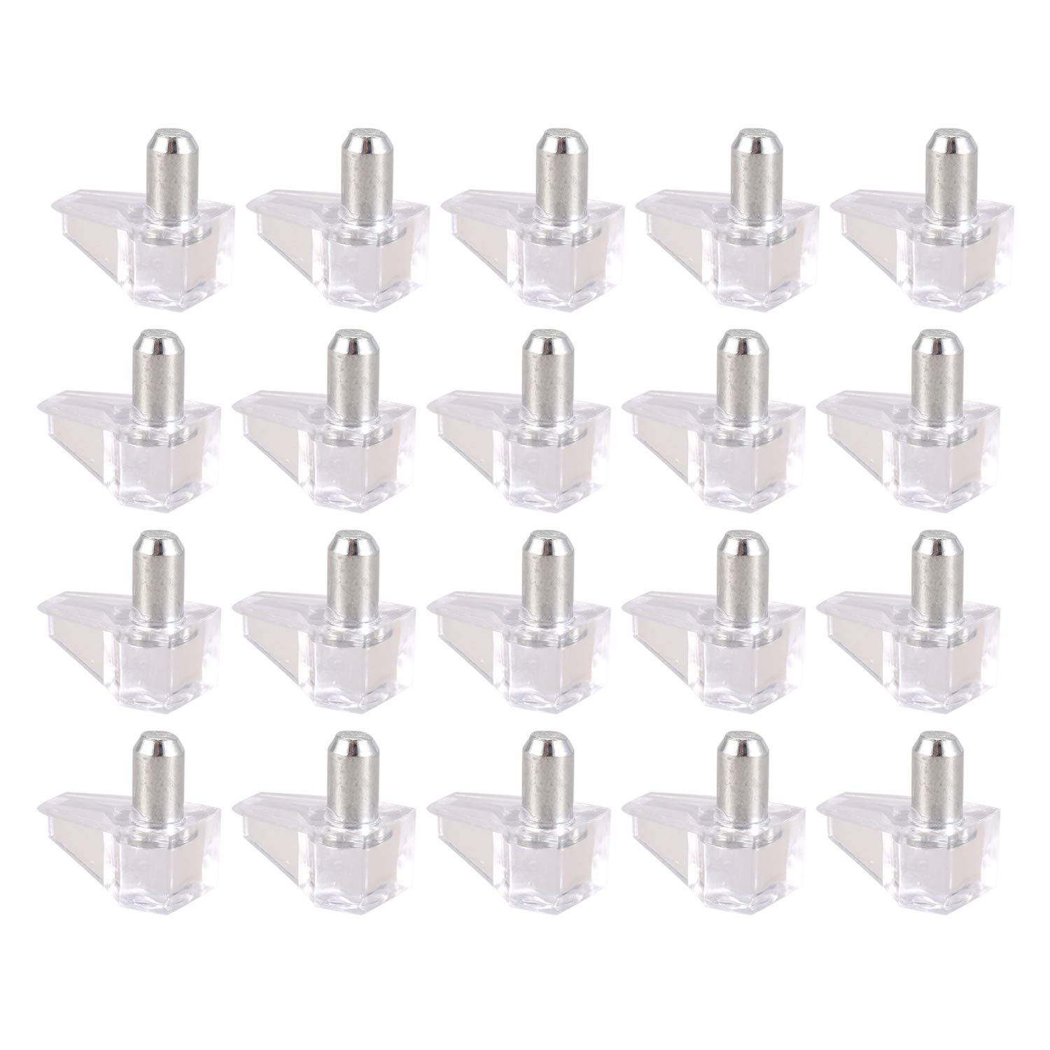 YHJIC 5mm Clear Plastic Shelf Pins - Heavy Duty Shelf Supports (20 Pack) - Perfect for Bookshelves, Cabinets & DIY Furniture Assembly