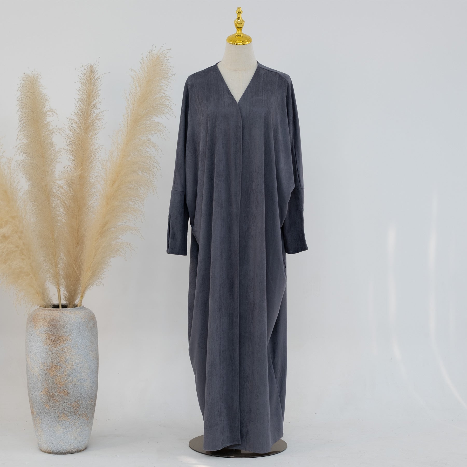 Ellie Suede Cold Weather Duster Coat for Women - Warm Winter Long Trench Coat, Gray - Perfect for Office, Travel & Outdoor Activities