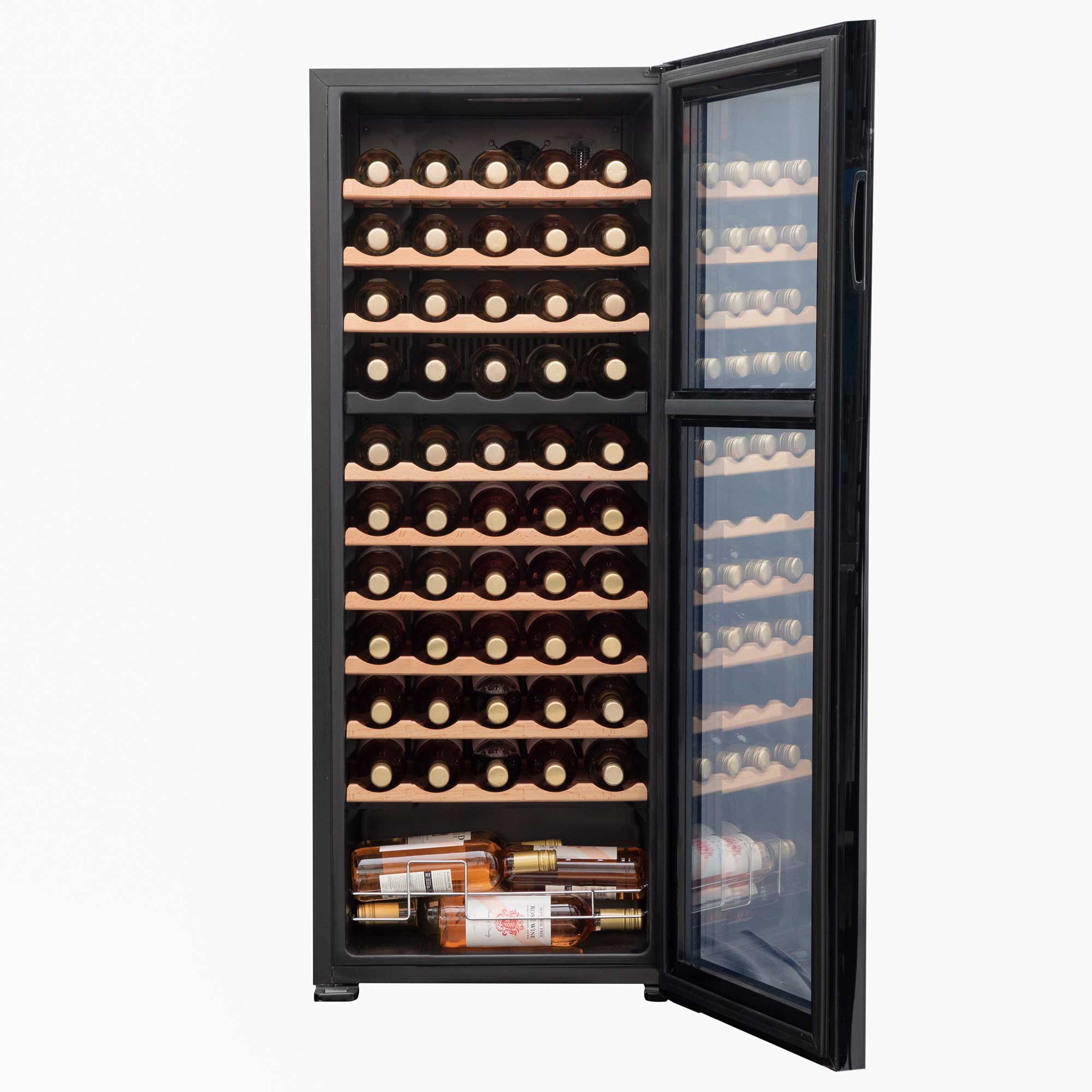 Baridi 55 Bottle Dual Zone Wine Cooler Refrigerator with Touch Controls, Wooden Shelves & LED Display - Perfect for Home Bars, Restaurants, and Wine Cellars