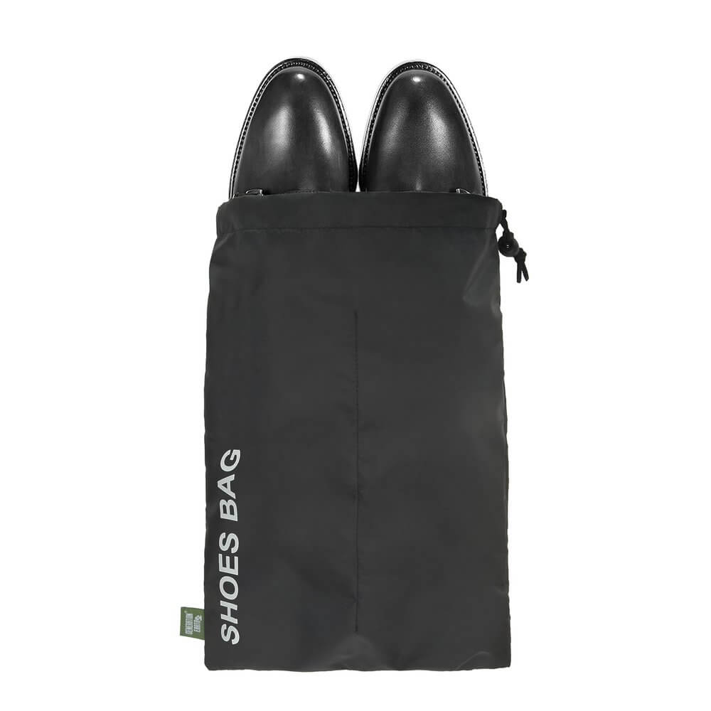 Eco-Friendly Recycled Travel Shoe Bags 2 Pack - Black Waterproof Shoe Organizers for Luggage, Gym & Storage | Perfect for Travel Accessories & Shoe Protection