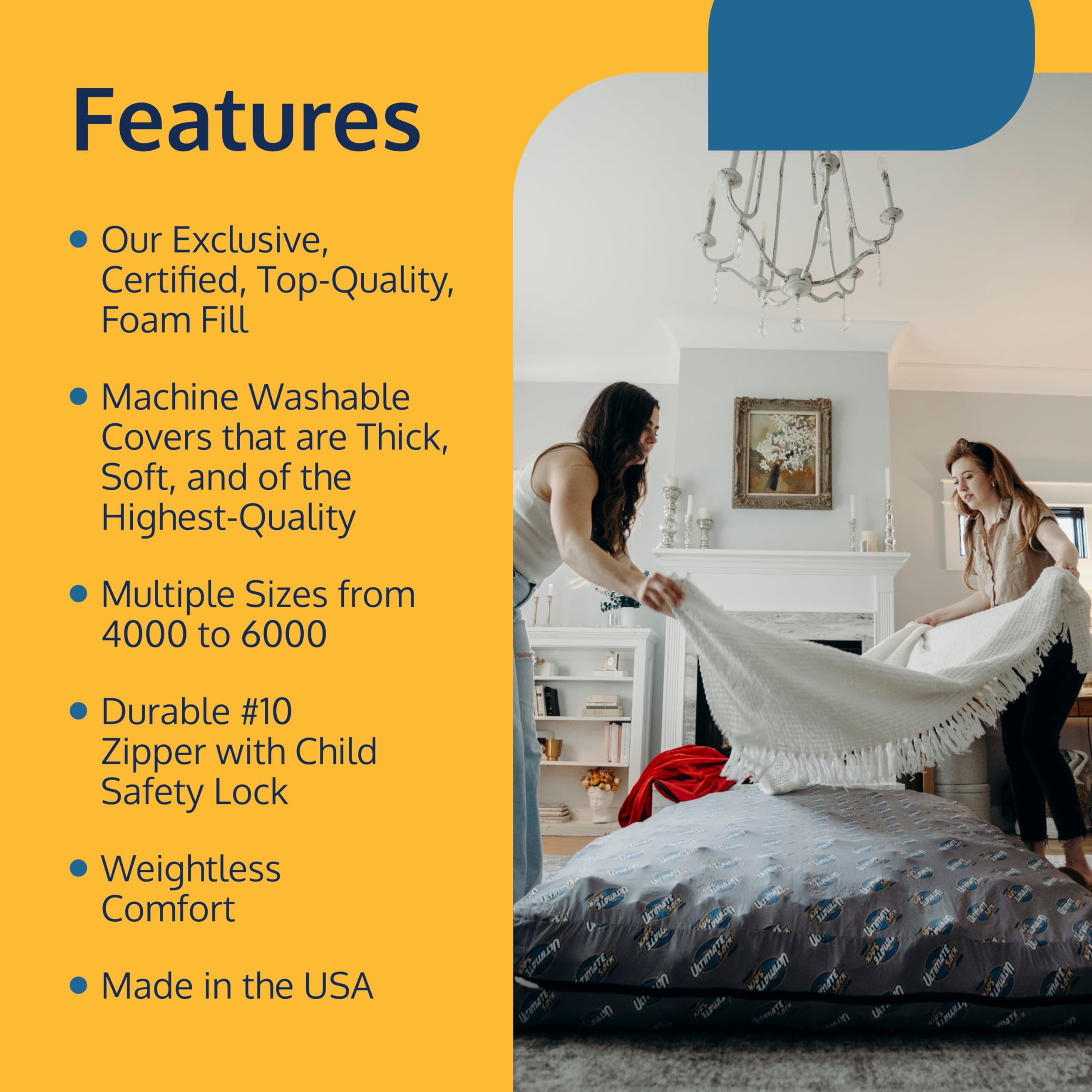 ULTIMATE SACK Convertible Bean Bag Chair to Cozy Sleeper - Versatile Sofa Bed & Futon Alternative for Living Room, Bedroom, Dorm or Guest Room | Comfortable & Stylish Multi-Functional Furniture for Lounging, Napping and Relaxing