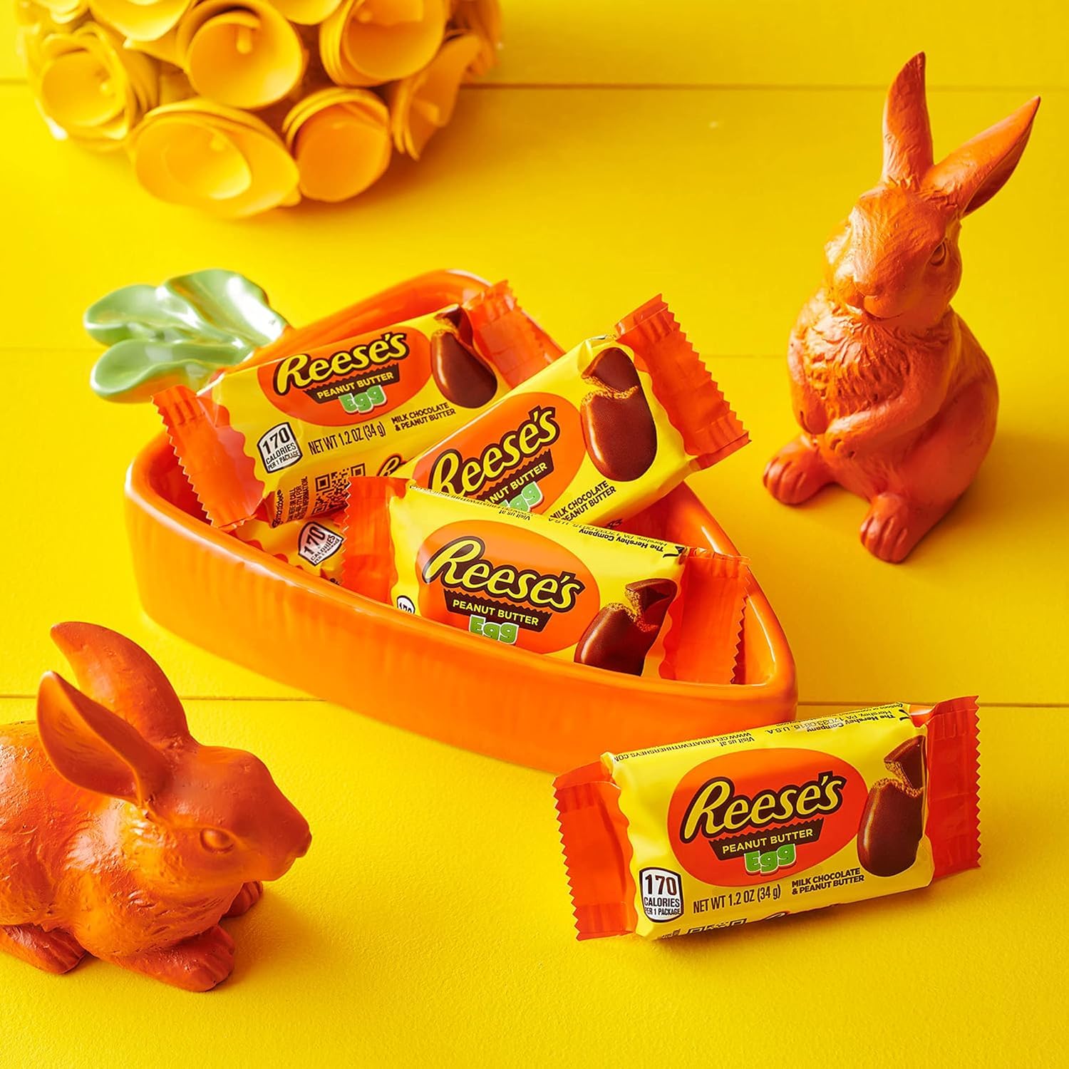 Reese's Milk Chocolate Peanut Butter Eggs - Easter Basket Stuffers & Holiday Candy (1.2 oz, 6-Pack) - Perfect for Easter Celebrations, Party Favors & Sweet Treats