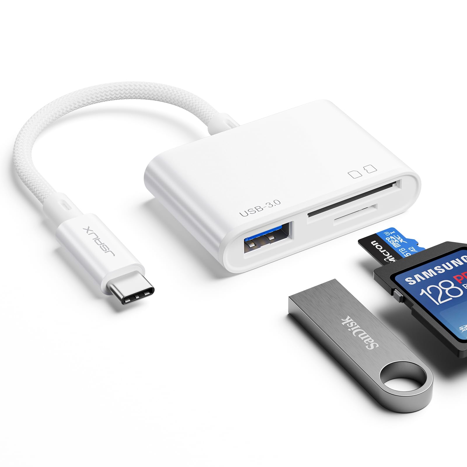 JSAUX 3-in-1 USB C to SD/Micro SD Card Reader with USB 3.0 Port - Fast Data Transfer for iPhone 16/Pro Max/Pro/Plus, iPad Pro, MacBook Pro/Air, Galaxy S8-S24 | Perfect for Photographers, Content Creators & Travelers