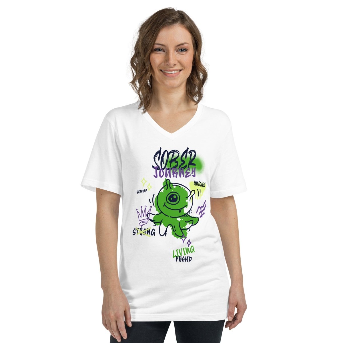 Alien Adventure Unisex V-Neck T-Shirt - Intergalactic Recovery Series Sci-Fi Graphic Tee for Men & Women | Perfect for Cosplay, Comic Con, and Space-Themed Parties