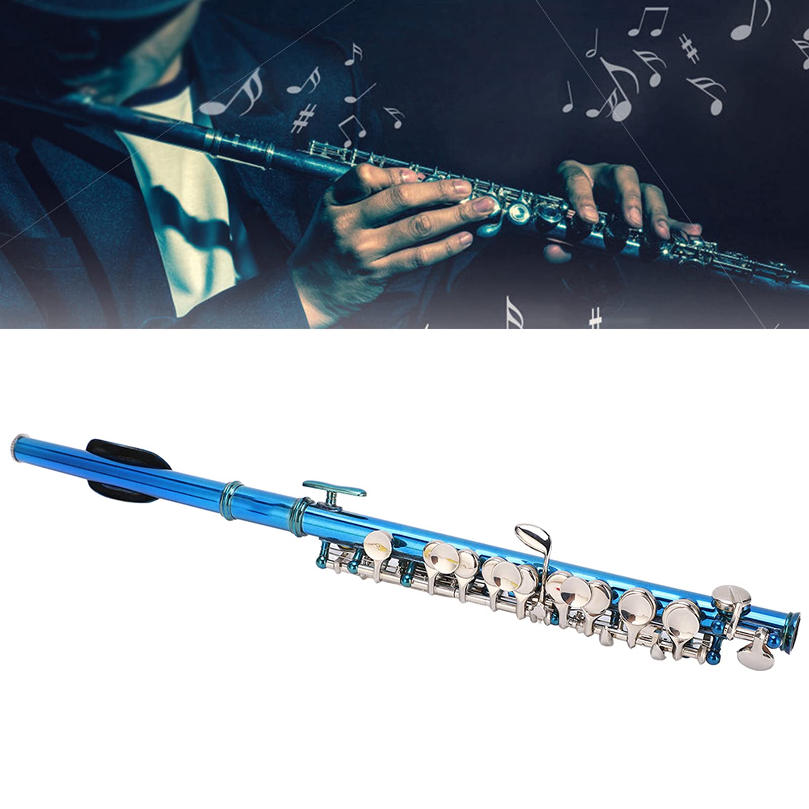 Piccolo Instrument - Blue Key 6-Hole E Key Top Beginner Flute | Perfect for Music Students, Band Practice & Solo Performances