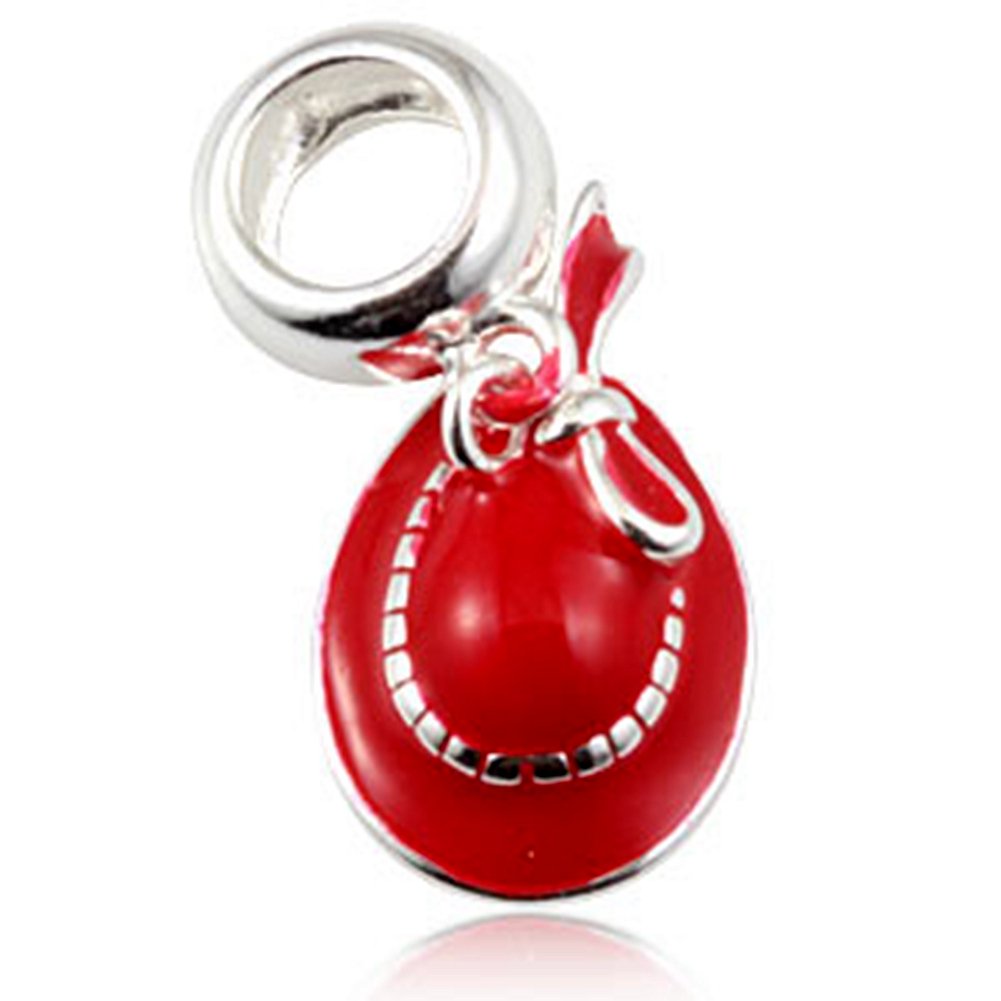 LuckyBeads Red Hat Dangle Charm Beads for Pandora Bracelets - Perfect for Christmas Gifts, Holiday Jewelry & Charm Bracelet Accessories