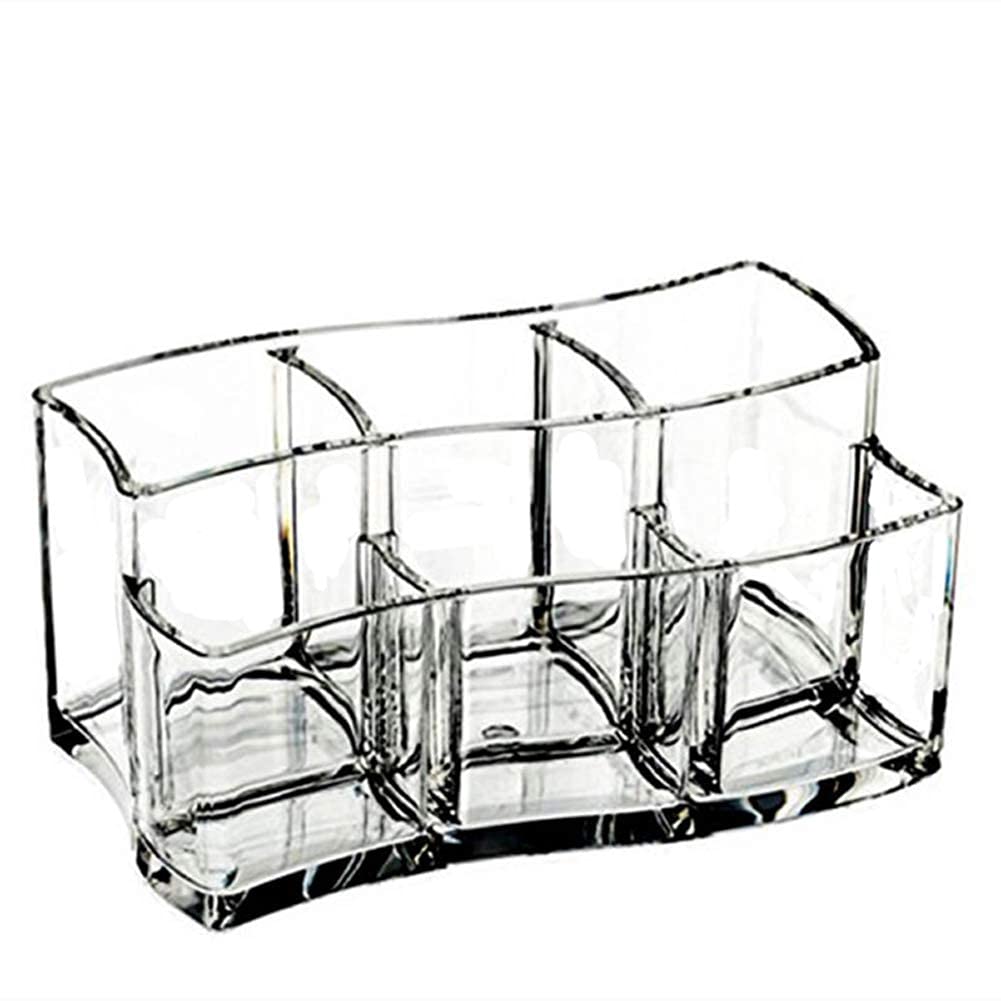 Clear Acrylic 6-Slot Makeup Brush Organizer - Eyebrow/Eyeliner Brush Holder, Pen Stand & Toothbrush Storage - Perfect for Vanity, Bathroom & Office Desk Organization
