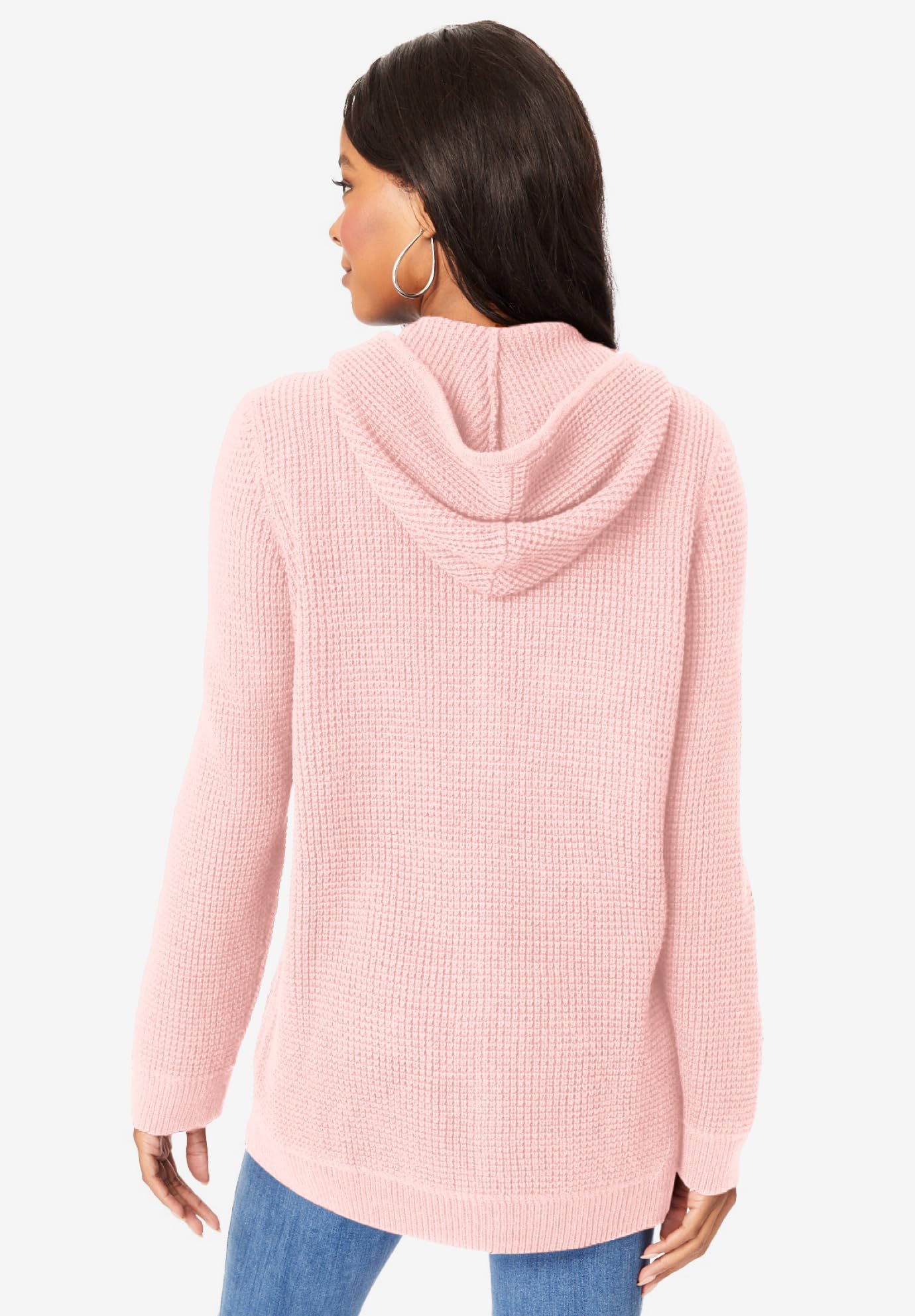 Roaman's Women's Plus Size Thermal Waffle Hoodie Zip Up Cardigan Jacket - Cozy Winter Wear for Plus Size Women | Perfect for Outdoor Activities & Lounge Comfort