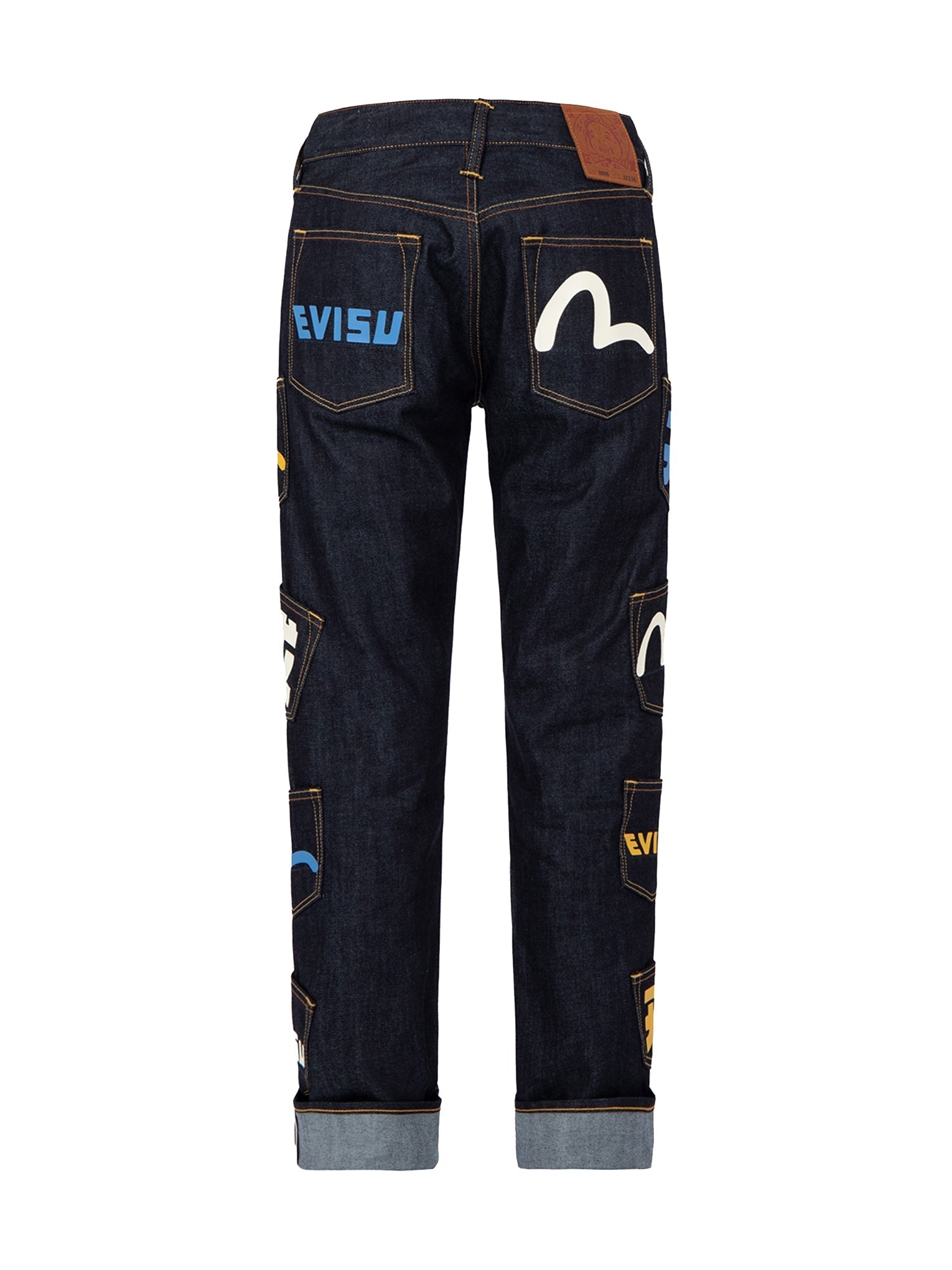 Logo Print Multi-Pocket Regular Fit Denim Jeans #2010 - Stylish Casual Pants for Men & Women | Perfect for Everyday Wear, Work & Outings