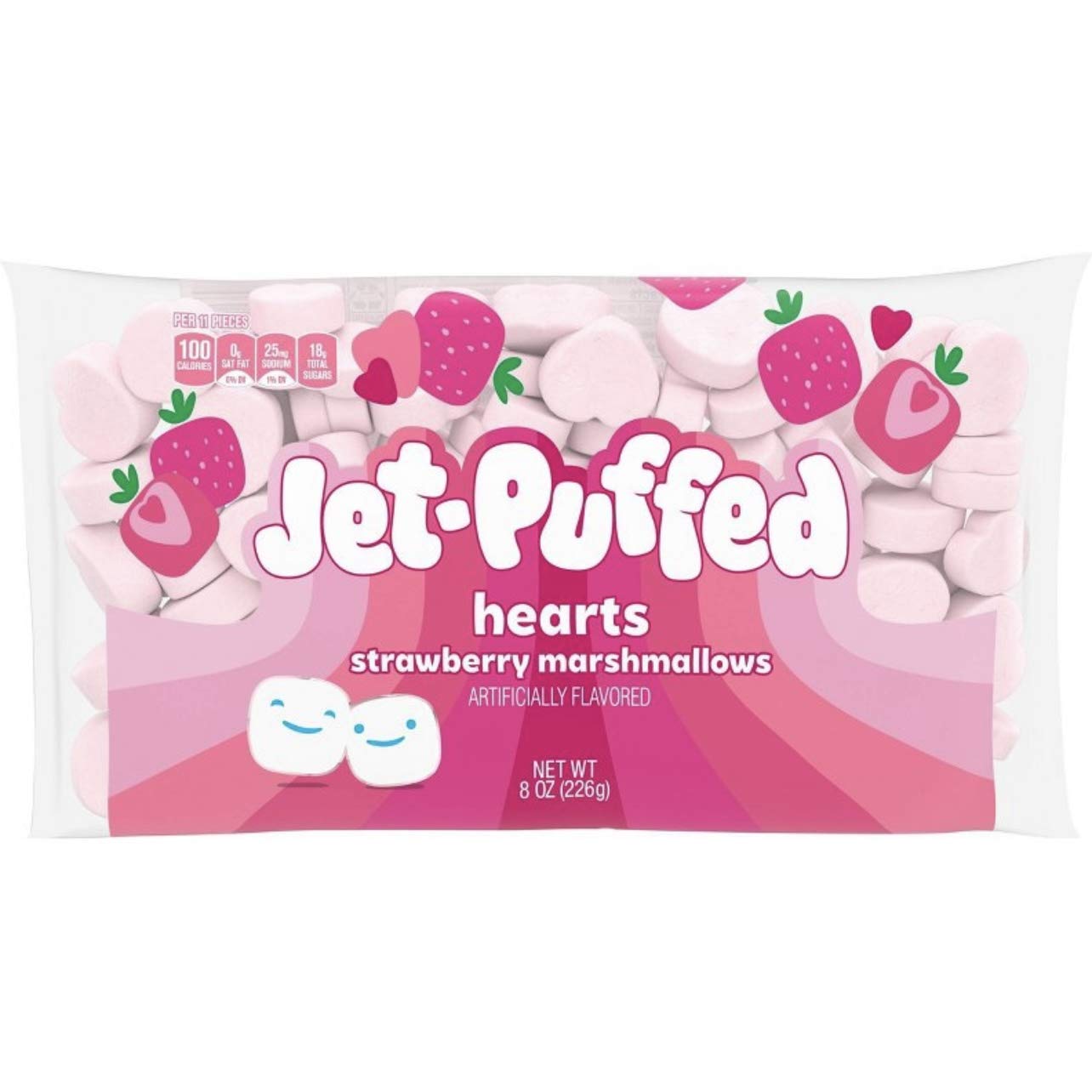 Valentine's Day Strawberry Heart Marshmallows 8oz - Jet-Puffed Sweet Treats for Romantic Gifts, Hot Cocoa Topping & Dessert Decorations