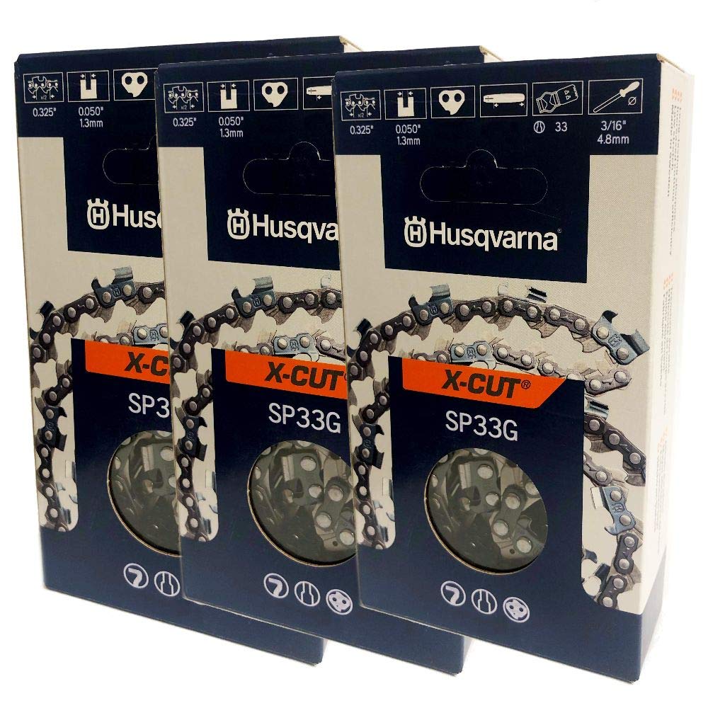 Husqvarna 581643656 SP33G 13-Inch Chainsaw Chain 56DL .325 .050 Gauge 3-Pack for Wood Cutting, Tree Trimming, and Firewood Preparation