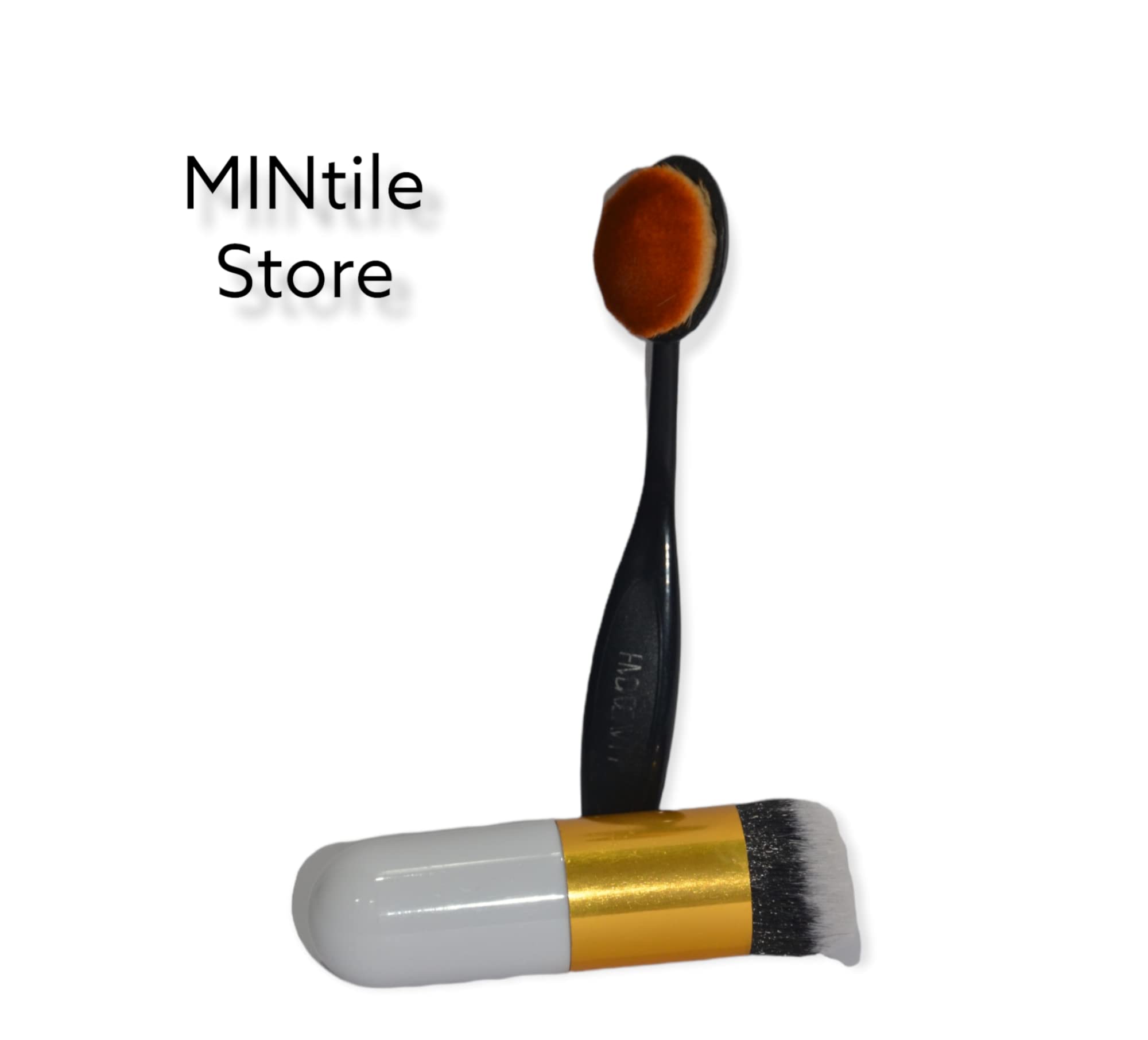 Professional Oval Foundation Makeup Brush - Dense Bristles for Smooth Even Coverage, Multitasking Travel Brush (Pack of 2) - Perfect for Liquid, Cream & Powder Foundation Application at Home or On-The-Go