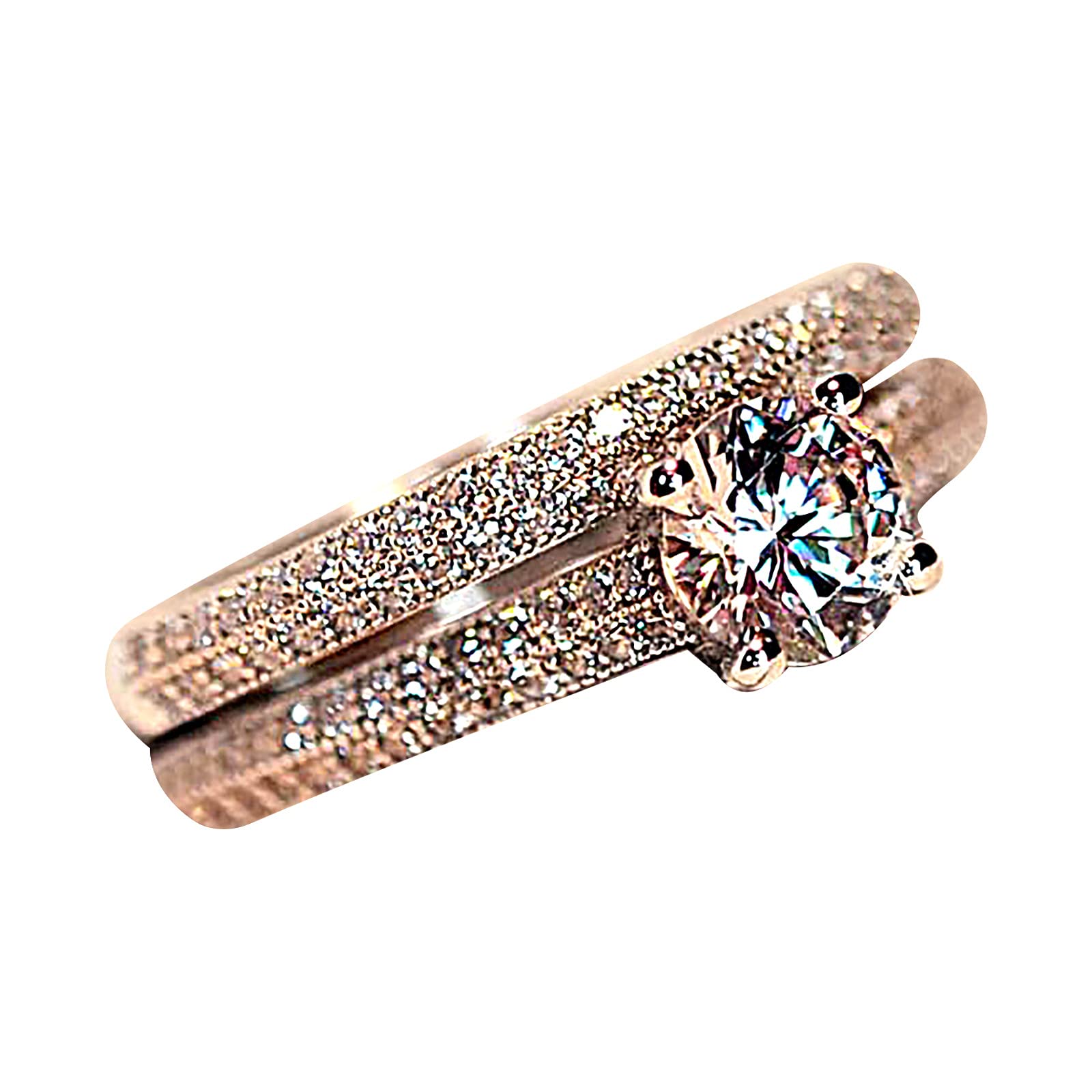 Luxury 2-in-1 White Diamond Engagement & Wedding Ring Set for Women - 925 Sterling Silver & 14K Gold Plated Bridal Band - Perfect for Proposals, Anniversaries & Special Occasions