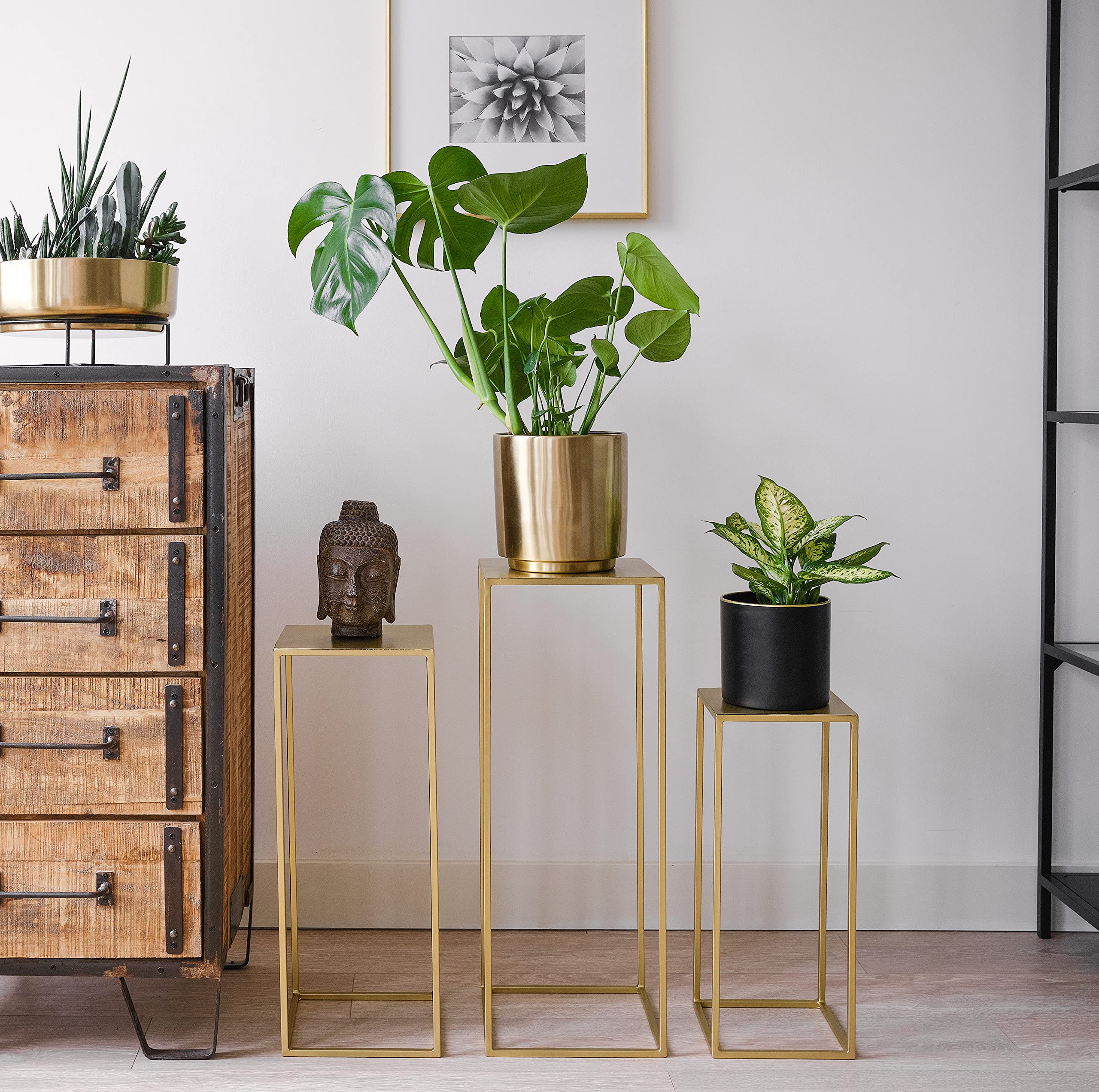 Kimisty 3-Piece Gold Plant Stand Set - Rust-Free Tiered Pedestal Display for Wedding Centerpieces, Home Decor & Flower Arrangements | Perfect for Living Room, Patio & Event Decor