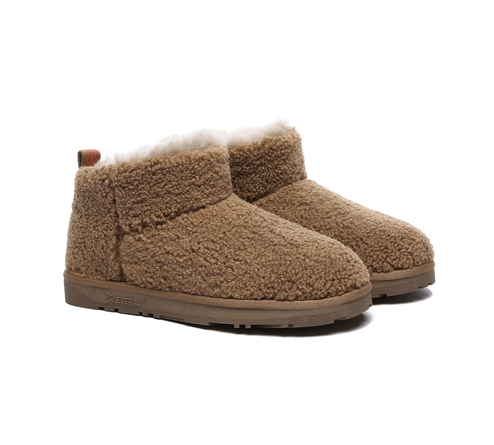 EVERAU® Women's UGG Boots Genuine Sheepskin Wool Plush Ankle Boots Ultra Soft Teddy Cozy Winter Shoes for Women - Perfect for Cold Weather, Indoor Comfort & Casual Outfits
