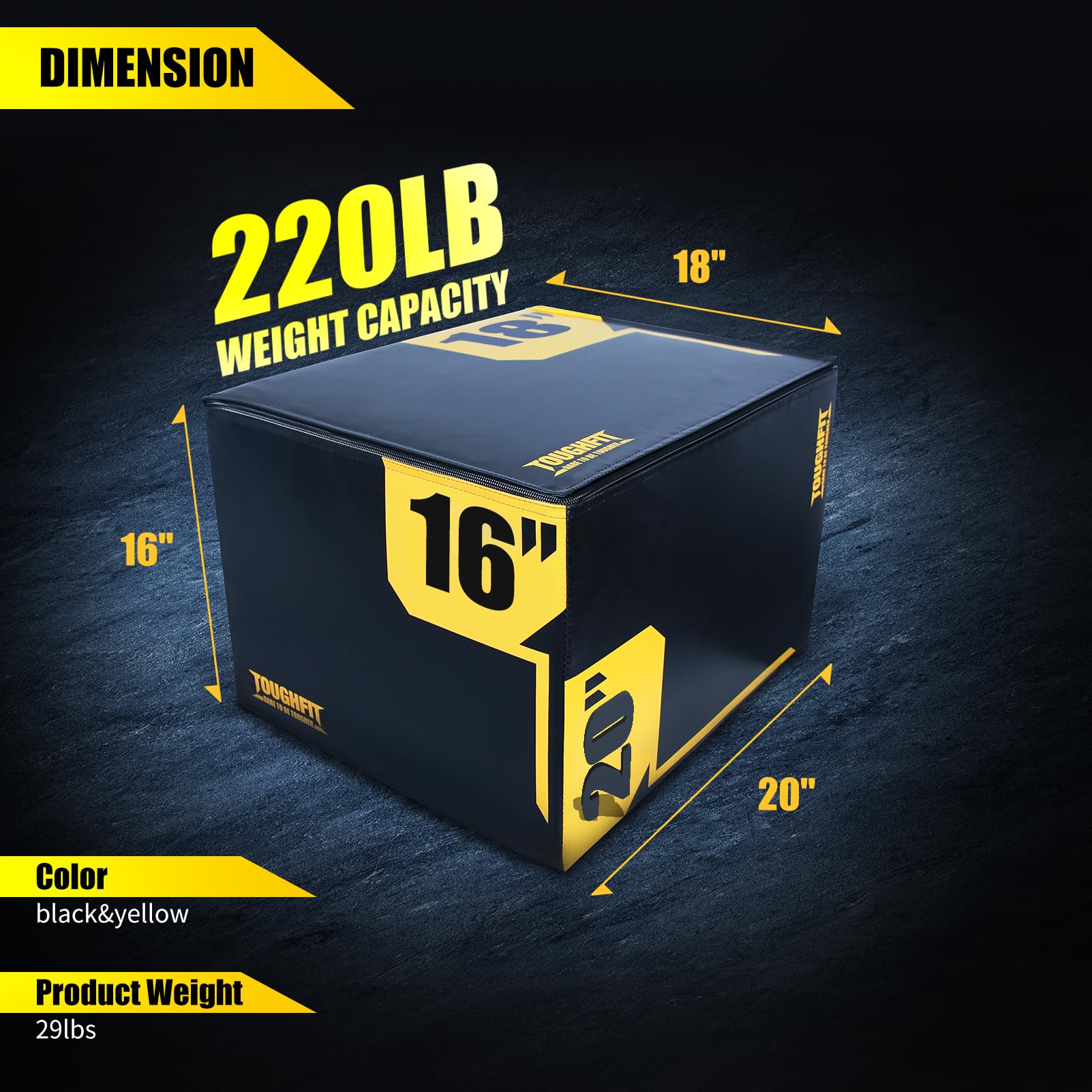 3-in-1 Adjustable Height Foam Plyo Box - Premium Jump Box for CrossFit, MMA & Home Gym Workouts - High-Density PVC Platform for Plyometric Training - Perfect for HIIT, Strength Training & Fitness Routines