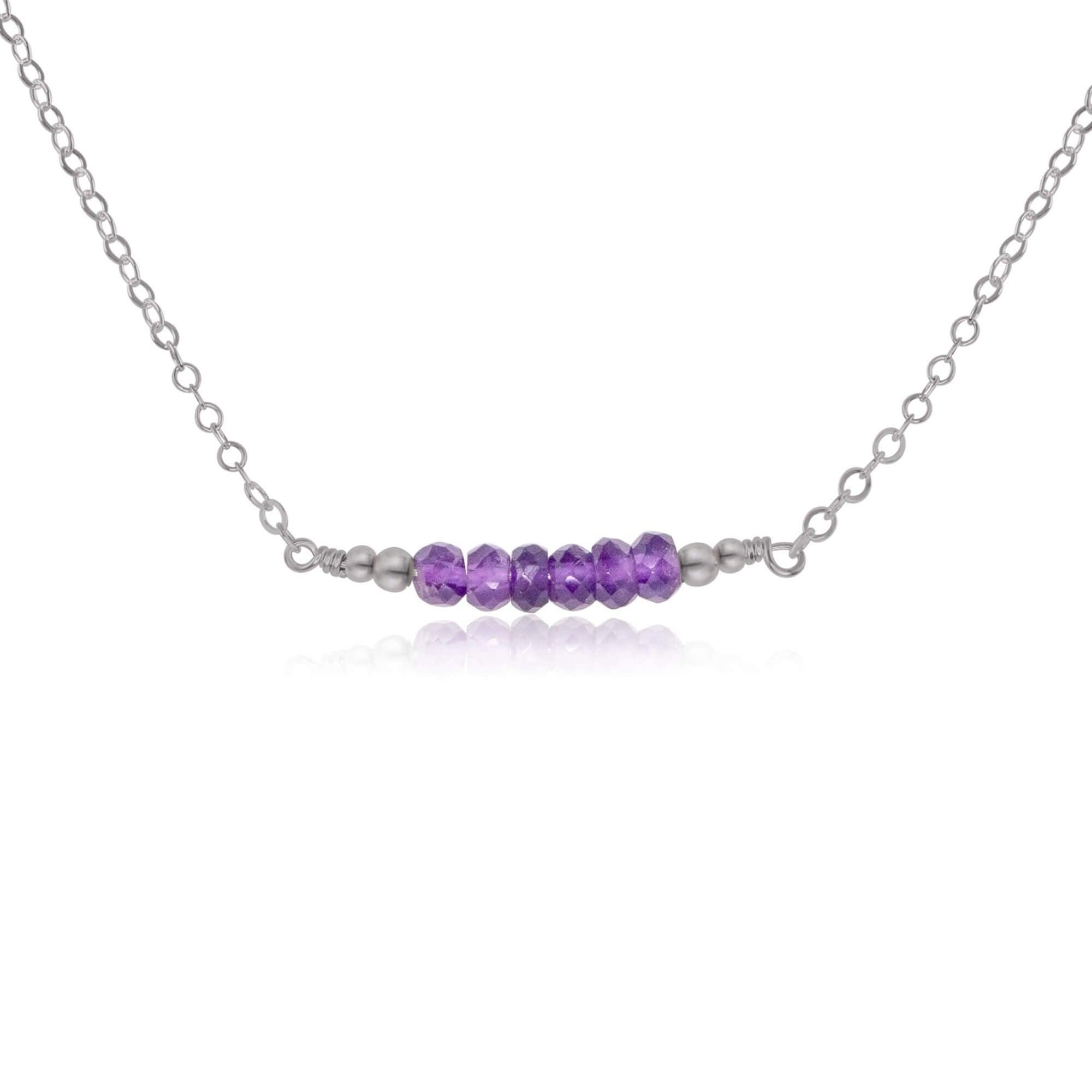Sparkling Purple Amethyst Faceted Bead Bar Necklace for Women - Elegant Crystal Jewelry Gift for Birthday, Anniversary & Special Occasions | Boho Chic Layering Necklace for Everyday Wear