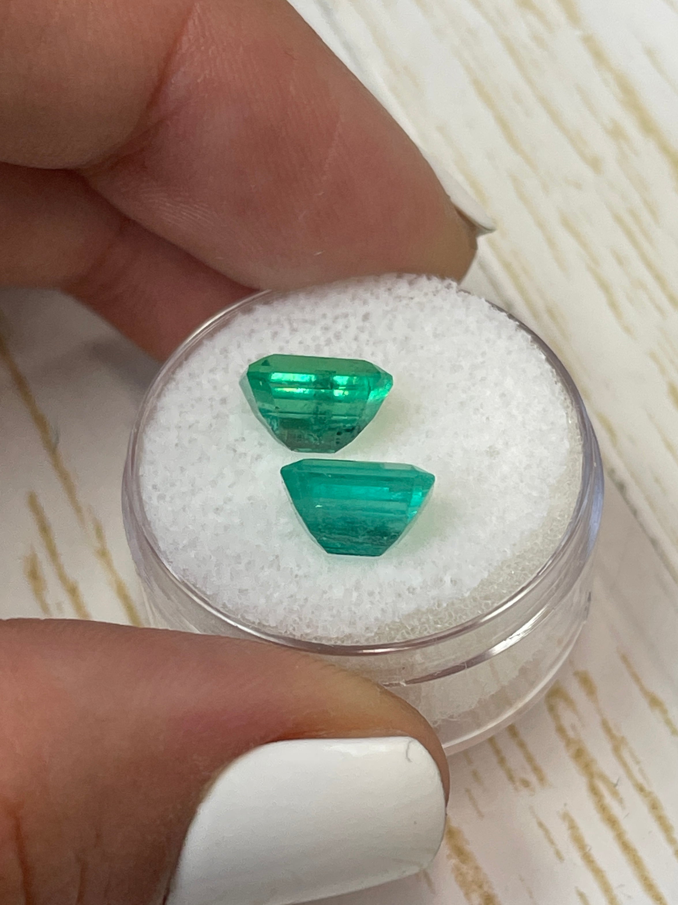 4.69tcw 9x7mm Matching Pair of Loose Colombian Emerald Gemstones - Emerald Cut for Jewelry Making, Engagement Rings & Fine Collections