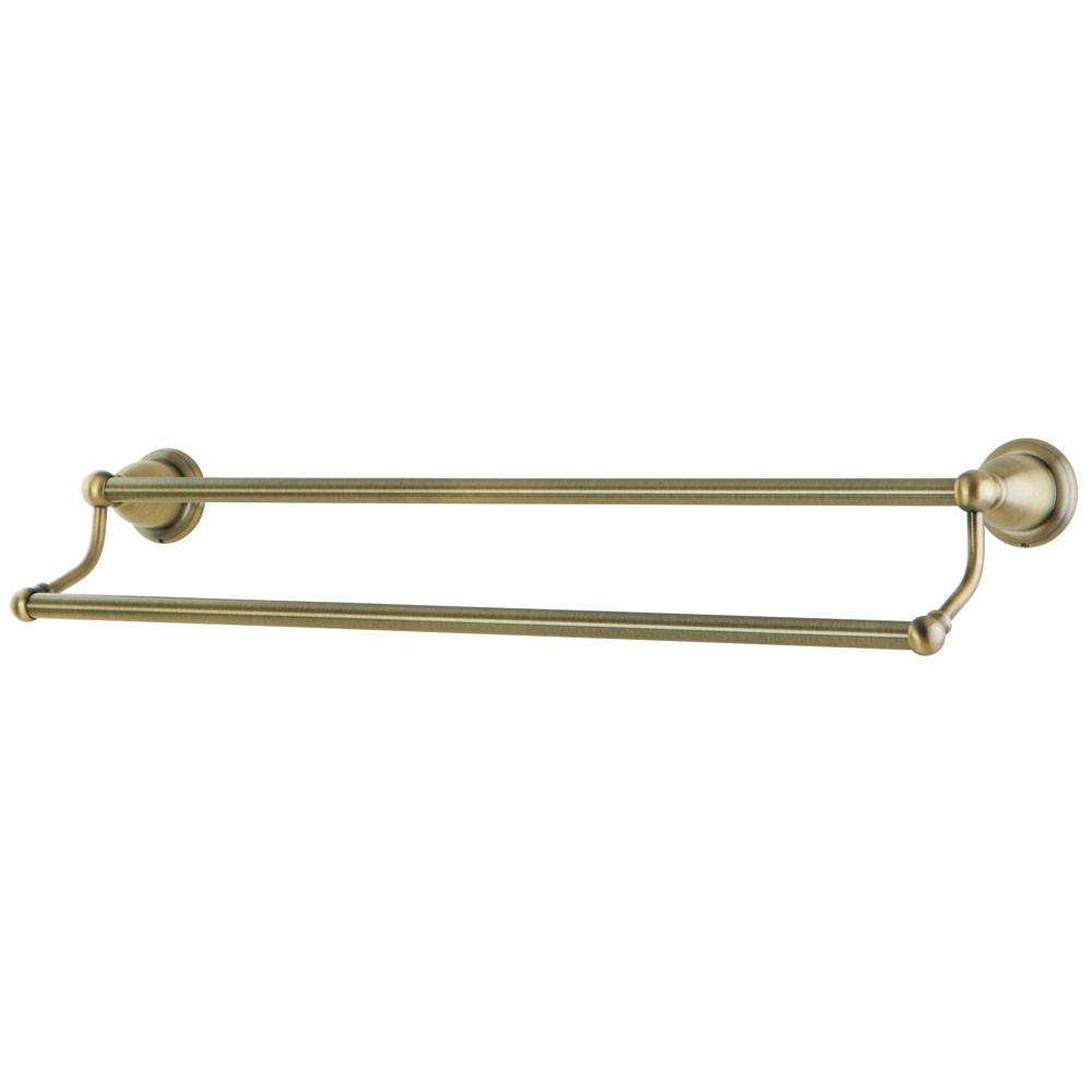 Vintage Brass Double Towel Bar - 24 Inch Bathroom Towel Rack with Dual Hooks - BA1753AB - Perfect for Bathroom, Spa, and Hotel Decor
