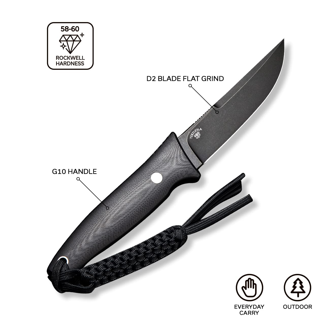CIVIVI Tamashii Fixed Blade Knife - High Carbon Steel Tactical Survival Knife for Outdoor Camping, Hunting & Bushcraft