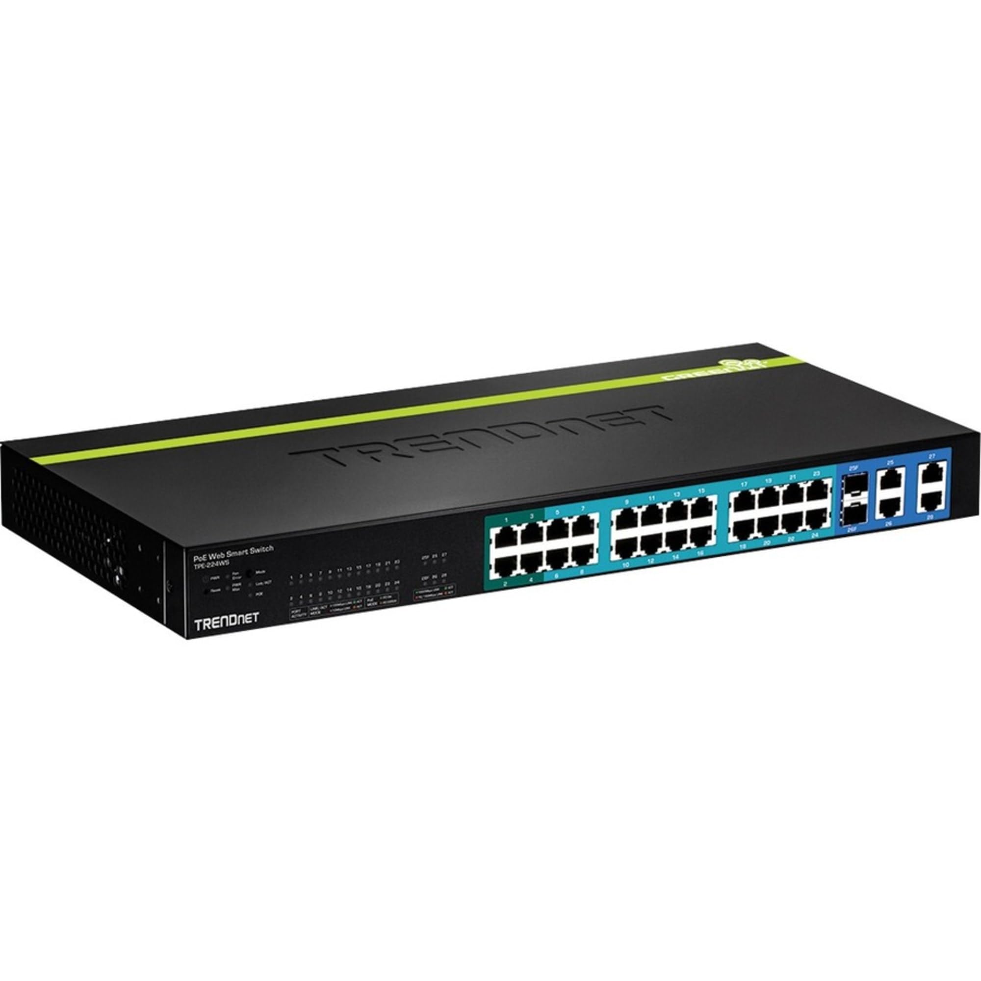 TRENDnet 24-Port Gigabit Web Smart PoE Switch with 250W Budget - Ideal for Office Networks, IP Camera Systems, and VoIP Phone Setups