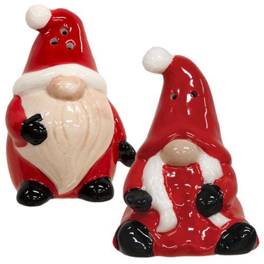 2-Piece Mr. & Mrs. Santa Gnome Salt and Pepper Shakers Set - Christmas Kitchen Decor for Holiday Table Setting & Gift Giving
