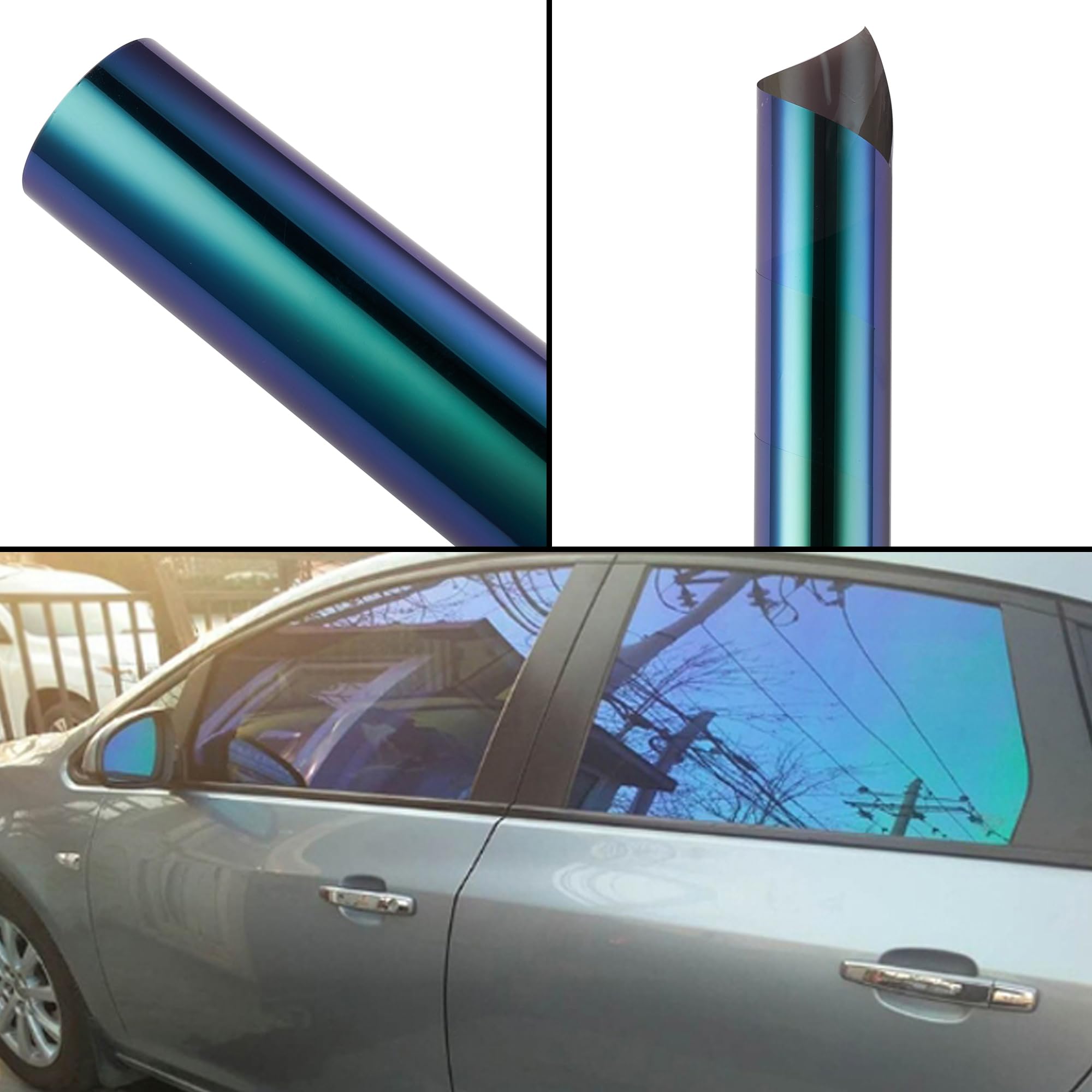 Purple Chameleon Car Window Tint - 25.59'' x 51.18'' Reflective Sun Shade Film for UV Protection & Heat Reduction - Perfect for Sedans, SUVs, and Trucks