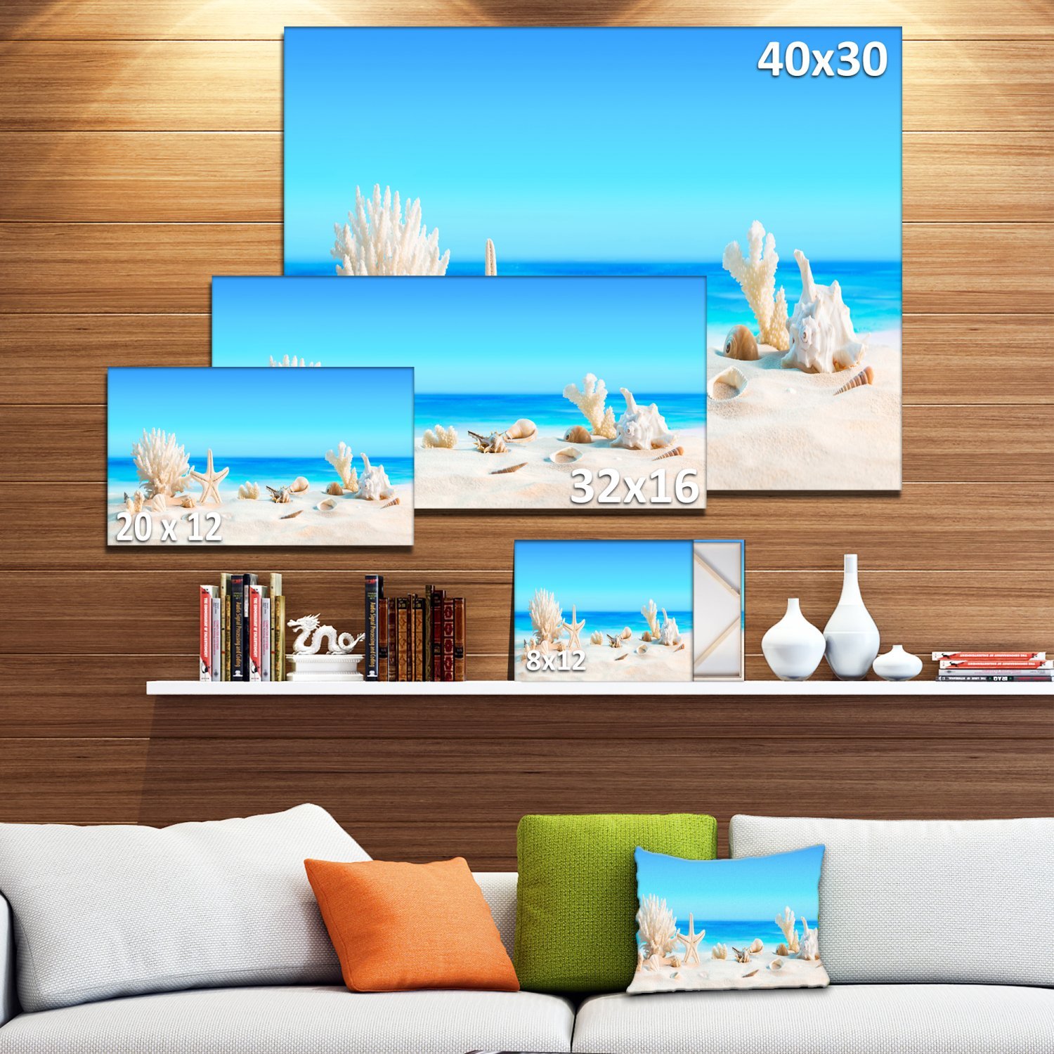 Tropical Beach Seashells Photo Canvas Print - Coastal Wall Art for Living Room, Bedroom & Office Decor