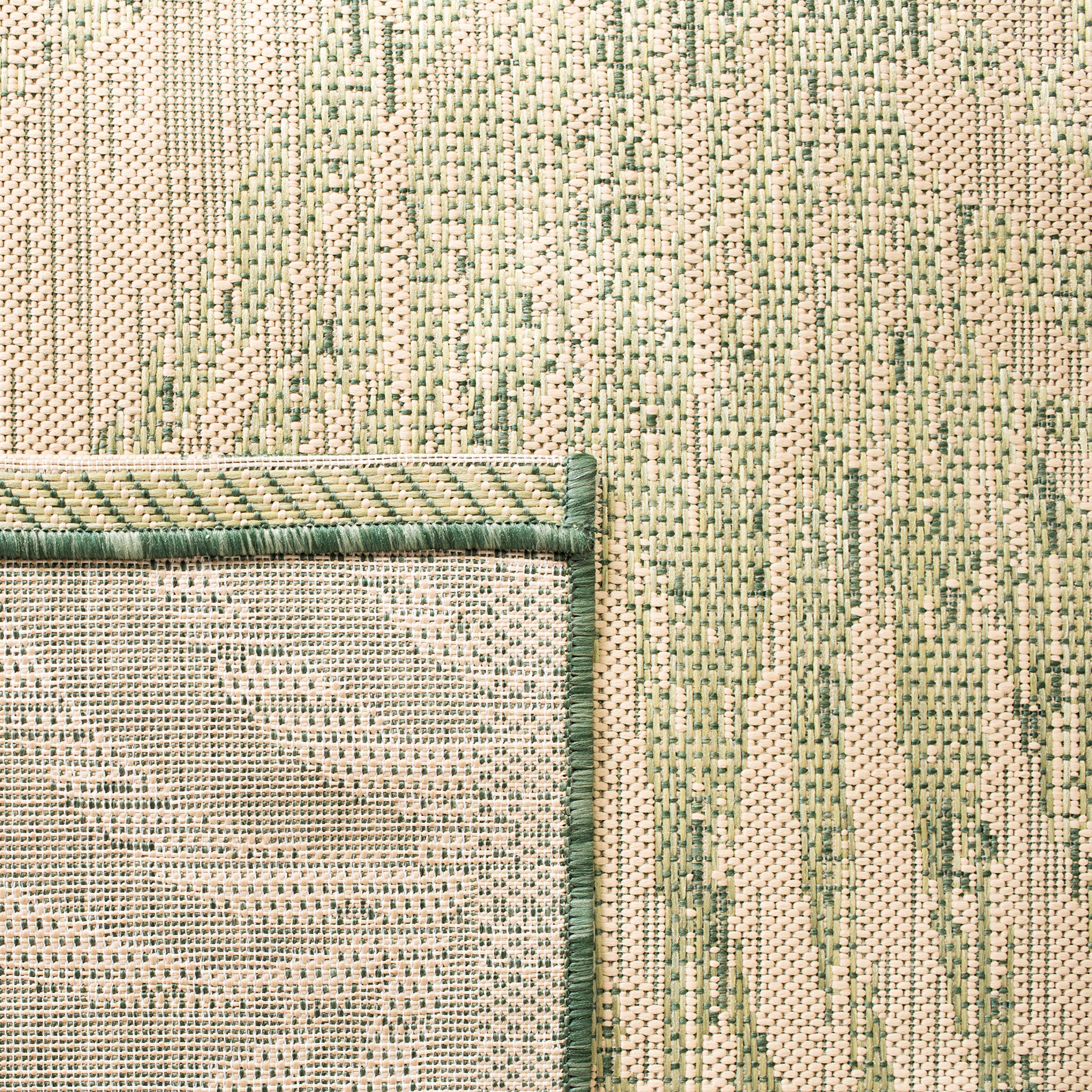 SAFAVIEH Courtyard Collection 8' x 11' Beige & Green Indoor Outdoor Waterproof Area Rug - Easy to Clean, Perfect for Patio, Backyard, Mudroom, Deck & Sunroom Decor
