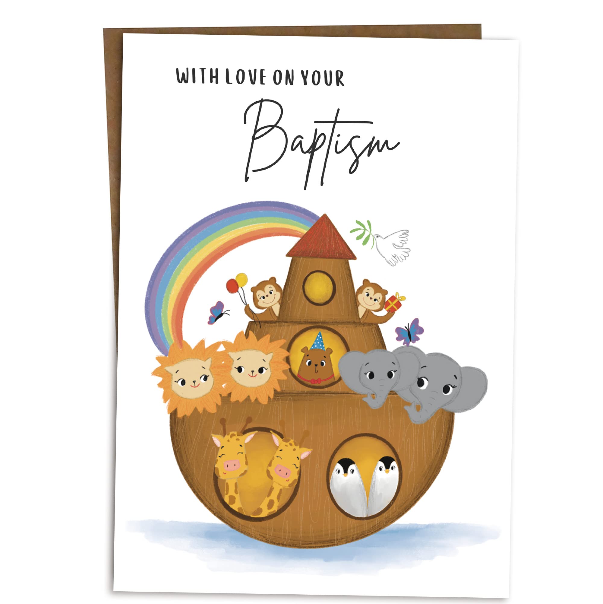 BYANIKA Happy Baptism Greeting Card | Religious Baptism Day Card for Boys & Girls | Godson Goddaughter Grandson Granddaughter Gift | Perfect for Baby Boy or Girl Christening Ceremony | Ideal for Church Celebrations, Family Gatherings & Religious Milestones
