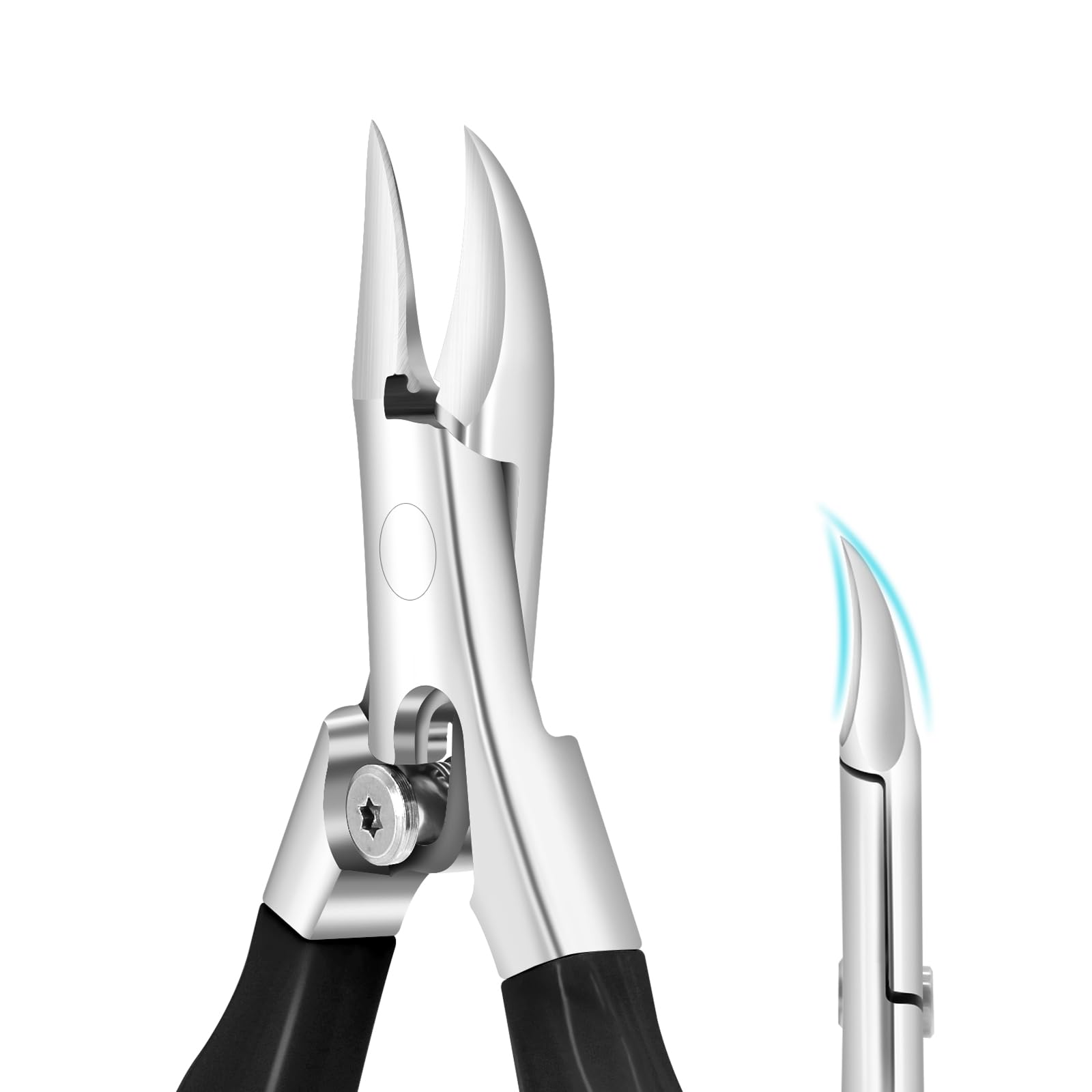 Professional Heavy Duty Toenail Nipper Clippers for Thick & Ingrown Toenails - Stainless Steel Sharp Blades with Long Handle & Lock - Ideal for Seniors, Podiatry & Pedicure Care (Black)