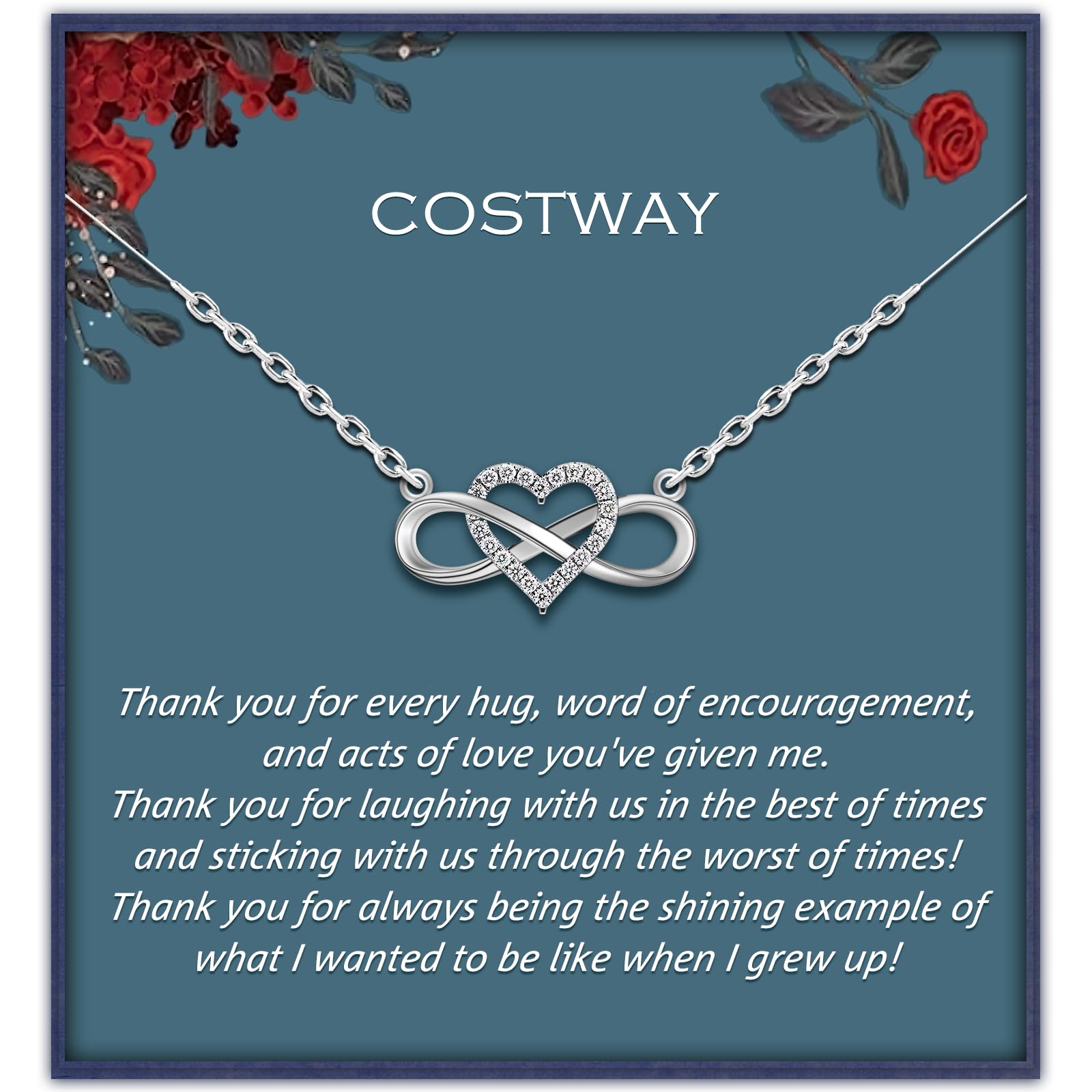 COSTWAY 925 Sterling Silver Infinity Necklace for Women, Mother Daughter Matching Pendant Jewelry Set with Gift Box & Card - Perfect for Anniversary, Birthday, Valentine's Day Gifts