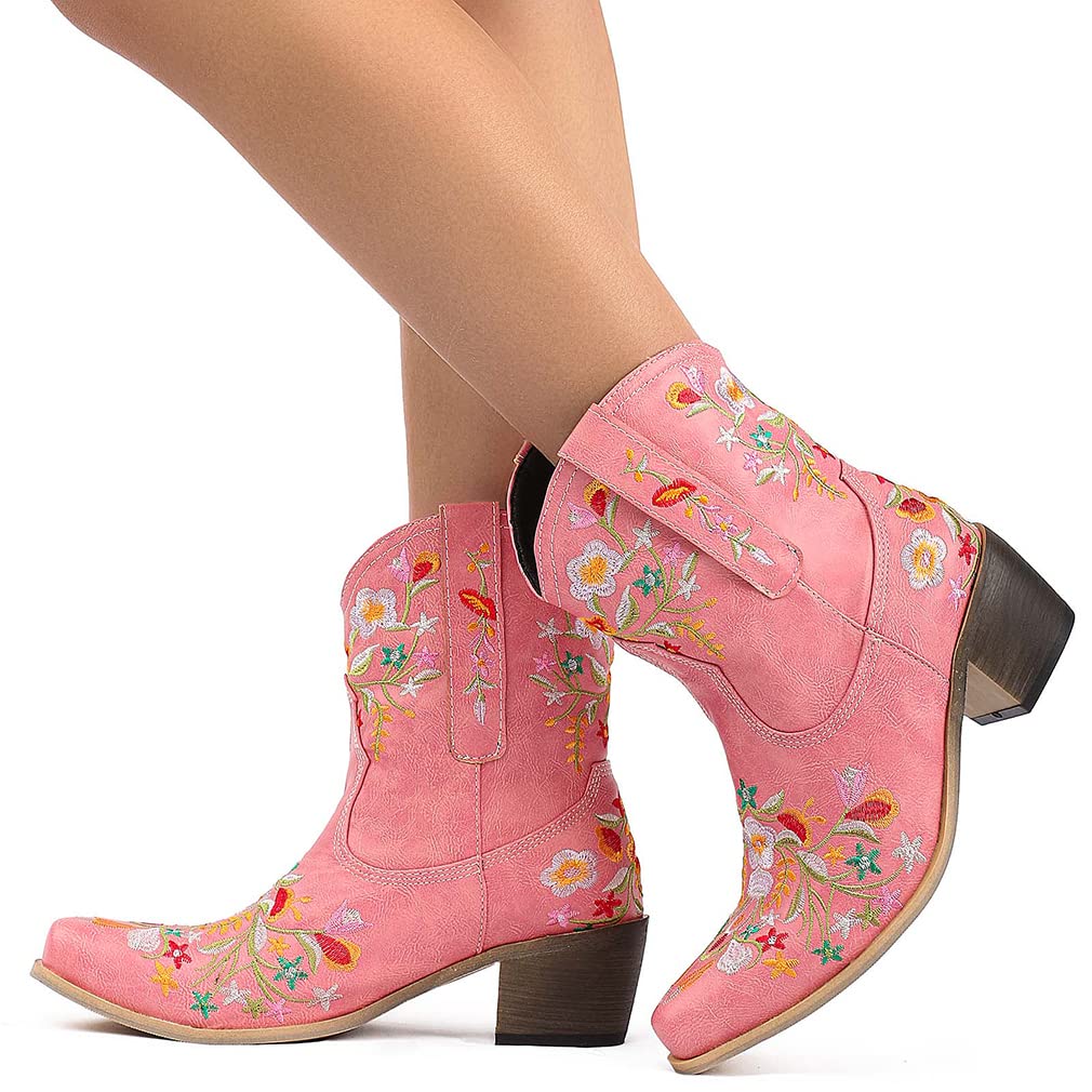 SO SIMPOK Women's Classic Cowgirl Boots - Retro Western Ankle Boots with Embroidered Design for Ladies | Perfect for Country Dancing, Rodeo Events & Western Fashion Outfits