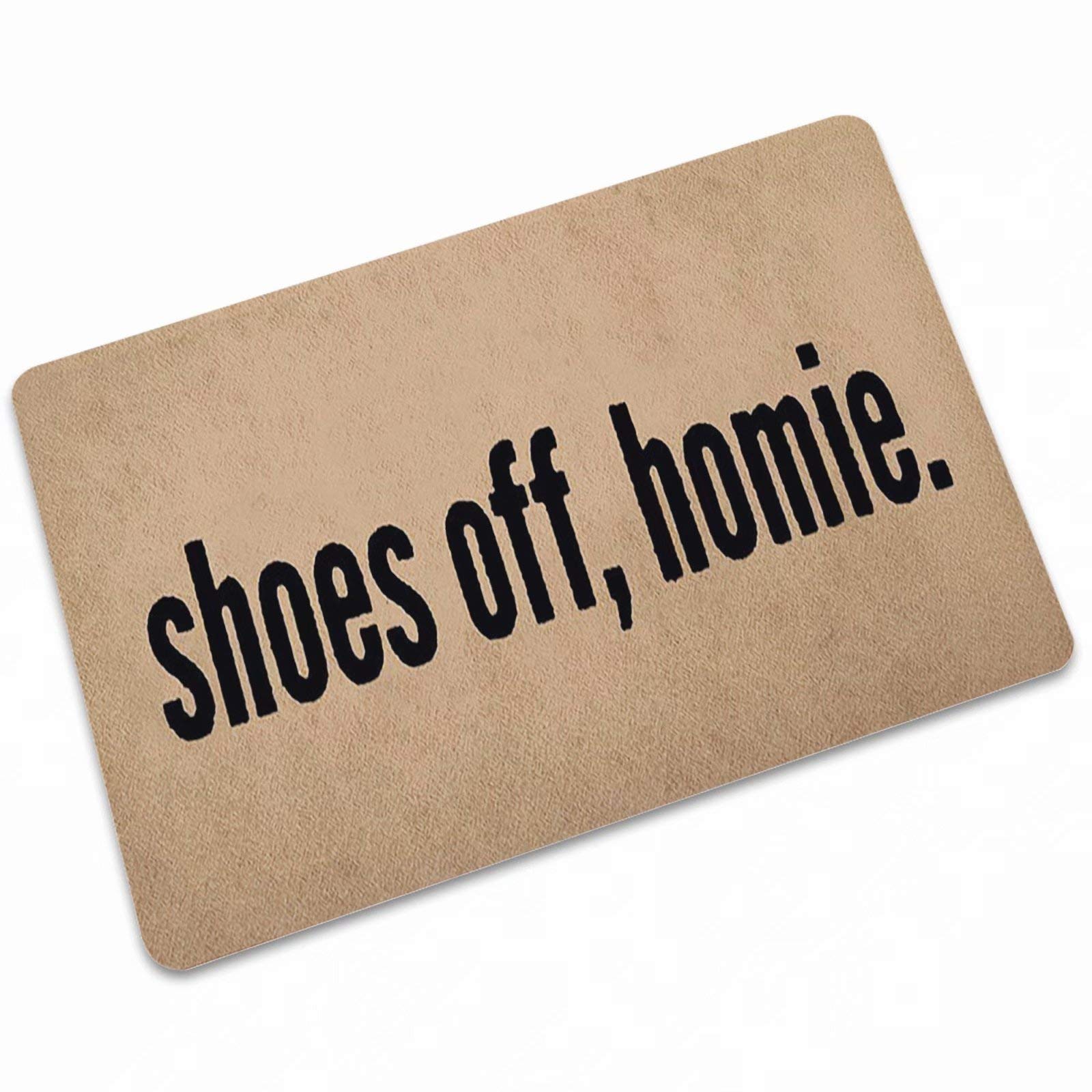 YQ Park Shoes Off Homie Front Door Mat - Large 15.7 x 23.6 Inch Non-Slip Indoor Outdoor Entrance Rug - Perfect for Home, Porch, Garage & Mudroom Entryway