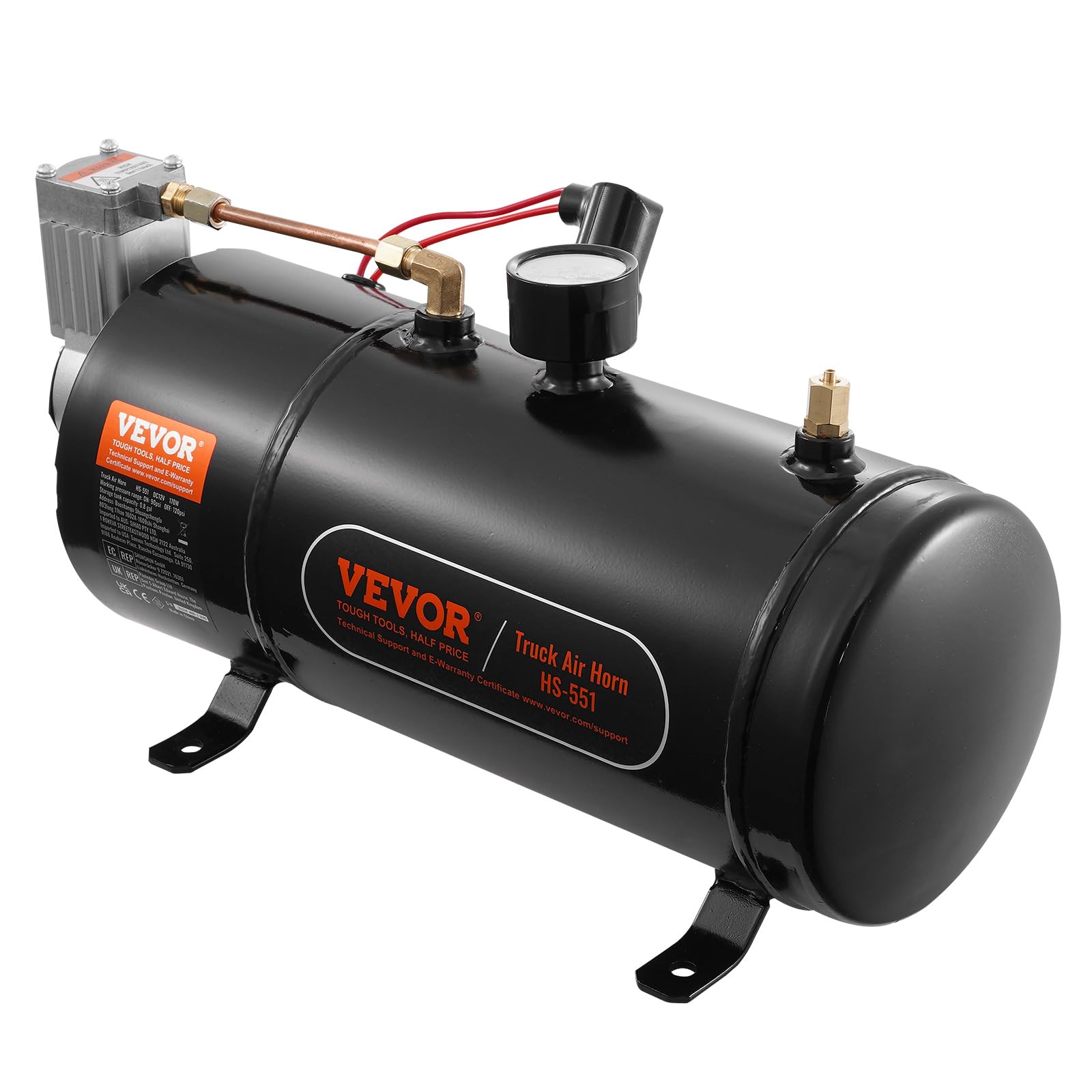 VEVOR 12V Air Compressor with 0.8 Gallon/3L Tank, 120 PSI Onboard Air System for Train Horns, Tires, Air Mattresses - Perfect for Trucks, RVs, and Off-Road Vehicles