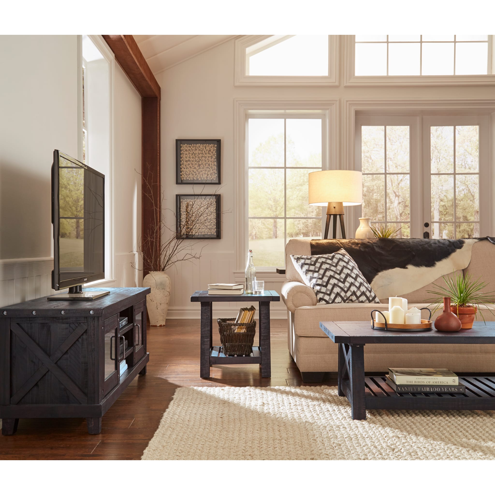 Yosemite Solid Wood TV Stand - Rustic Cafe Brown Entertainment Center for Living Room, Bedroom & Home Theater - Durable Wooden Media Console with Storage Shelves