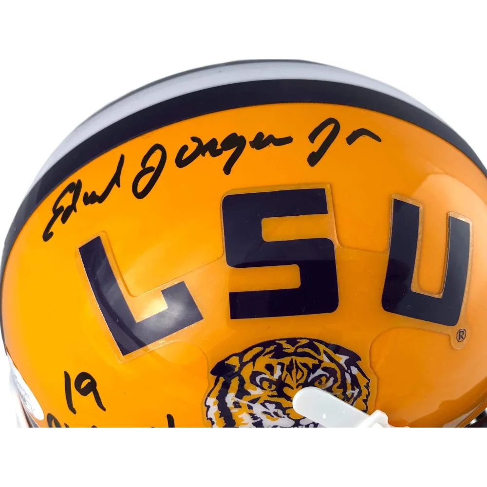 Ed Orgeron Signed LSU Yellow Mini Football Helmet with 