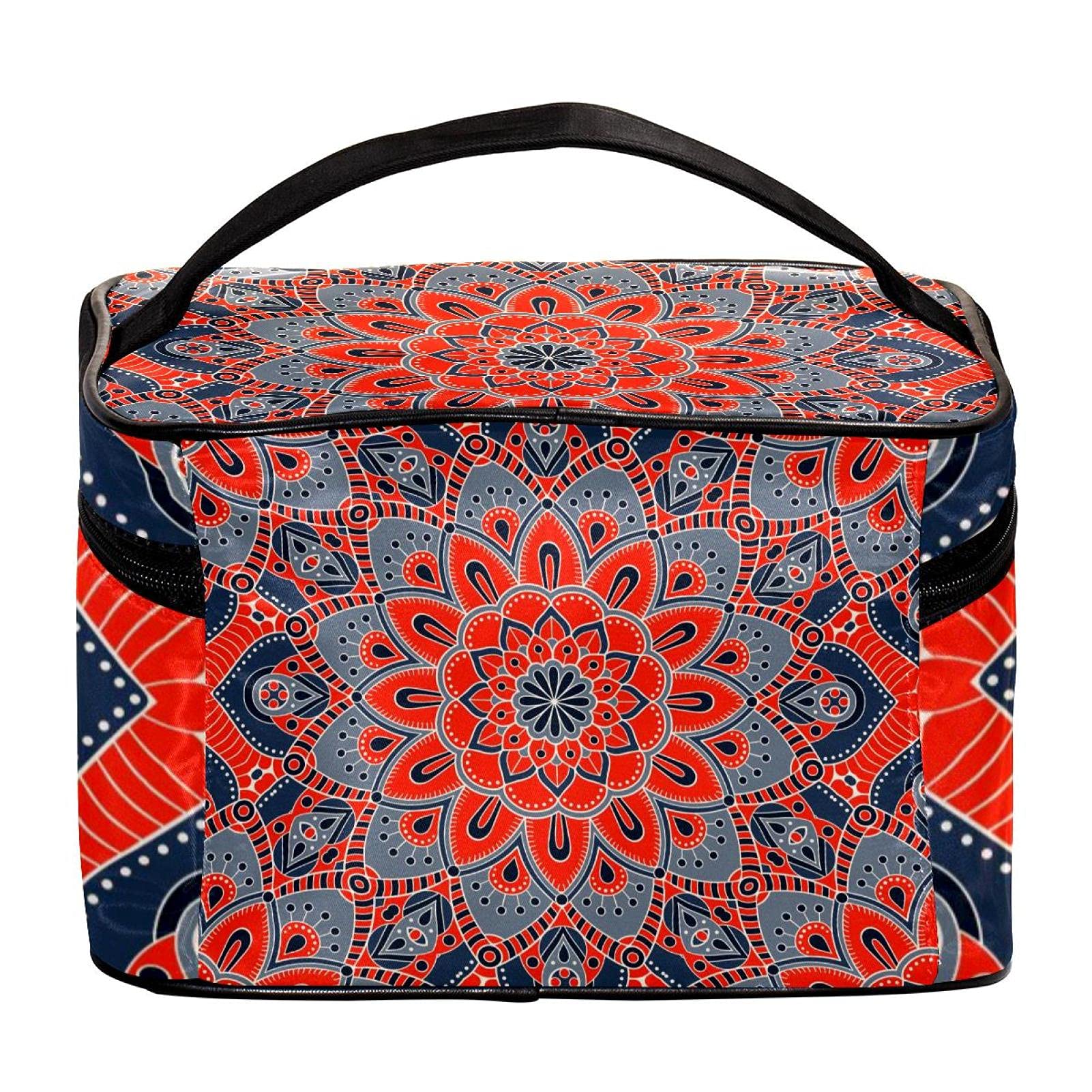 **Hippie Mandala Psychedelic Floral Travel Makeup Bag – Large Cosmetic Organizer with Zipper for Women & Girls – Perfect for Travel, Gym, and Daily Essentials Storage**