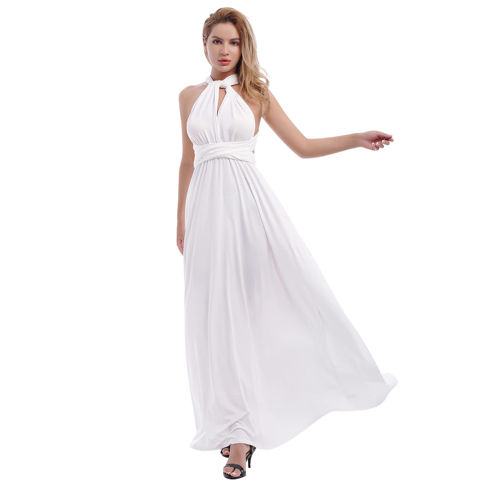 Women's Convertible Wrap Evening Gown - Maxi Cocktail Dress Multi-Way Formal Long Dress for Parties, Weddings & Special Occasions